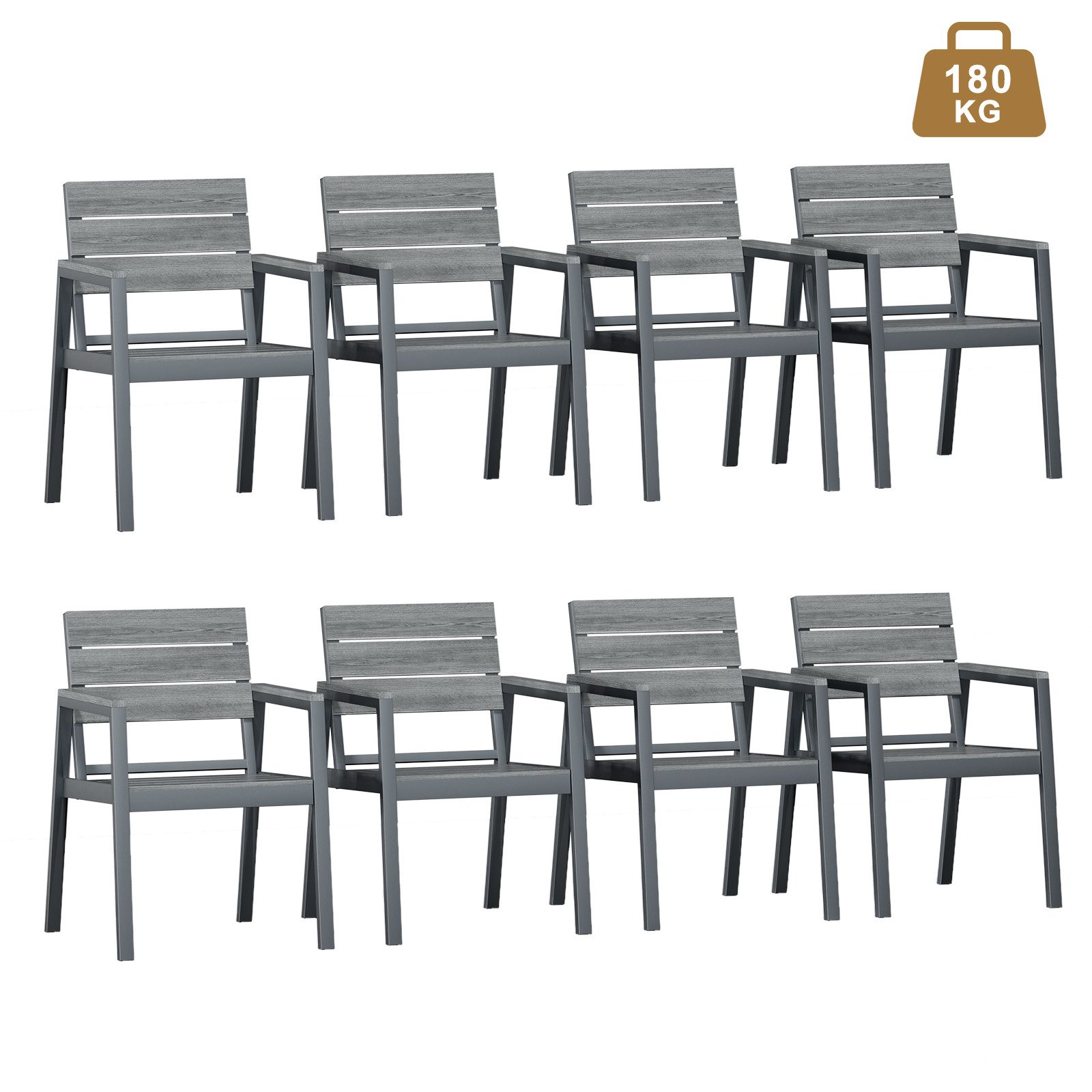 HOMALL Gartenstuhl Stapelbar Aluminium Gartensessel Wetterfest, max Belastung 180kg (Set, 4 St), Korrosionsbeständigkeit, verstärkter Alu-Outdoorstuhl