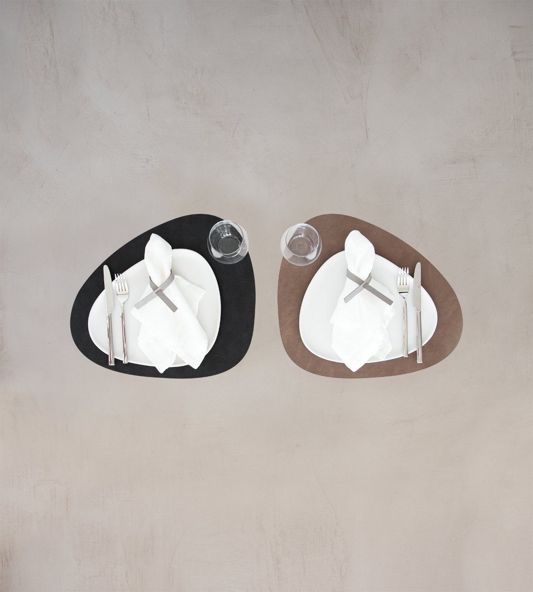 LIND DNA Platzset DOUBLE CLOUD Tischset Curve L black/brown 37x44 cm, Table Mat Curve L Double Cloud Black/Brown