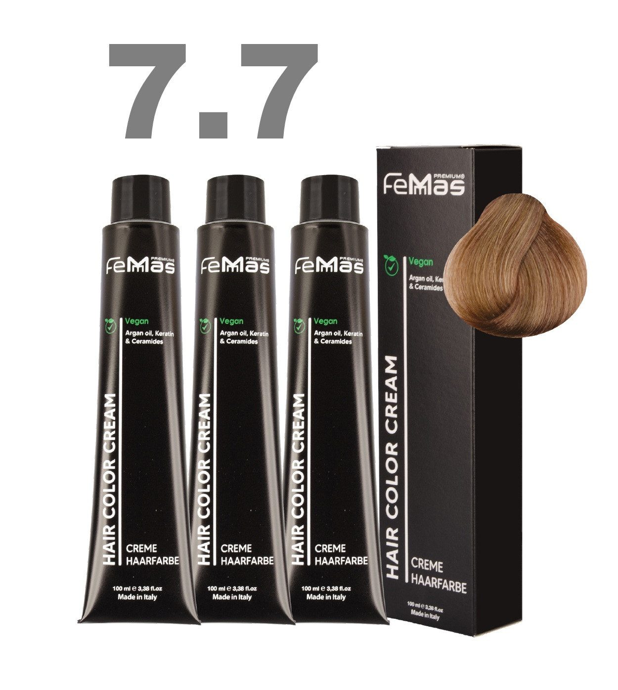 Femmas Premium Haarfarbe FemMas professionelle Haarfarbe mit Arganöl 3 x 100 ml