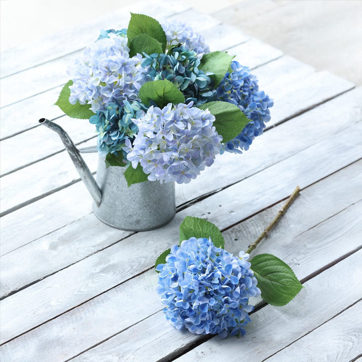 Kunstblume Kunstblumen Hortensie Blau Deko 69cm günstig online kaufen