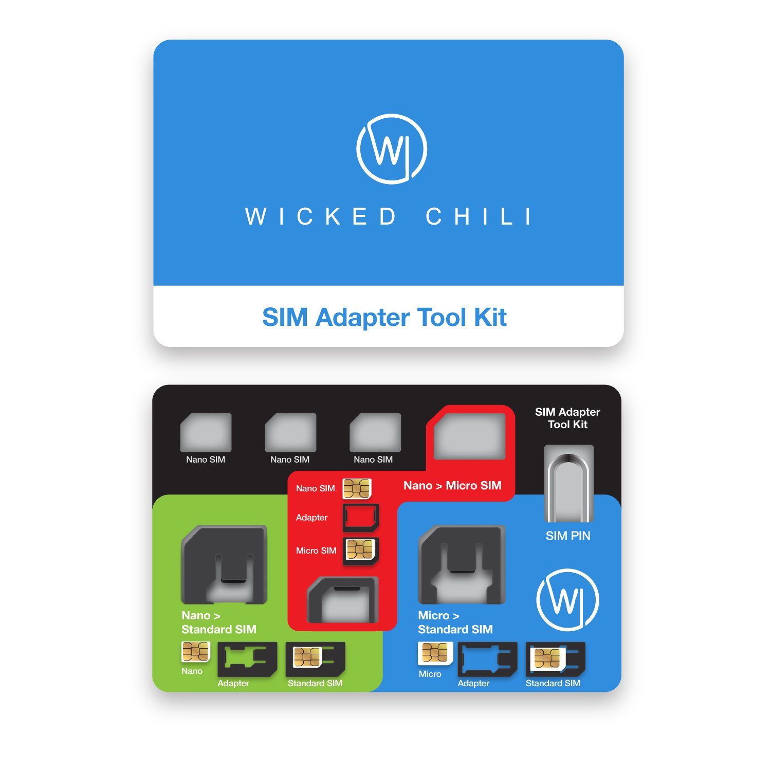 Wicked Chili SIM-Adapter-Set & Travel Case in Kreditkartengröße Smartphone-Adapter N/A zu Nano, Micro, Standard