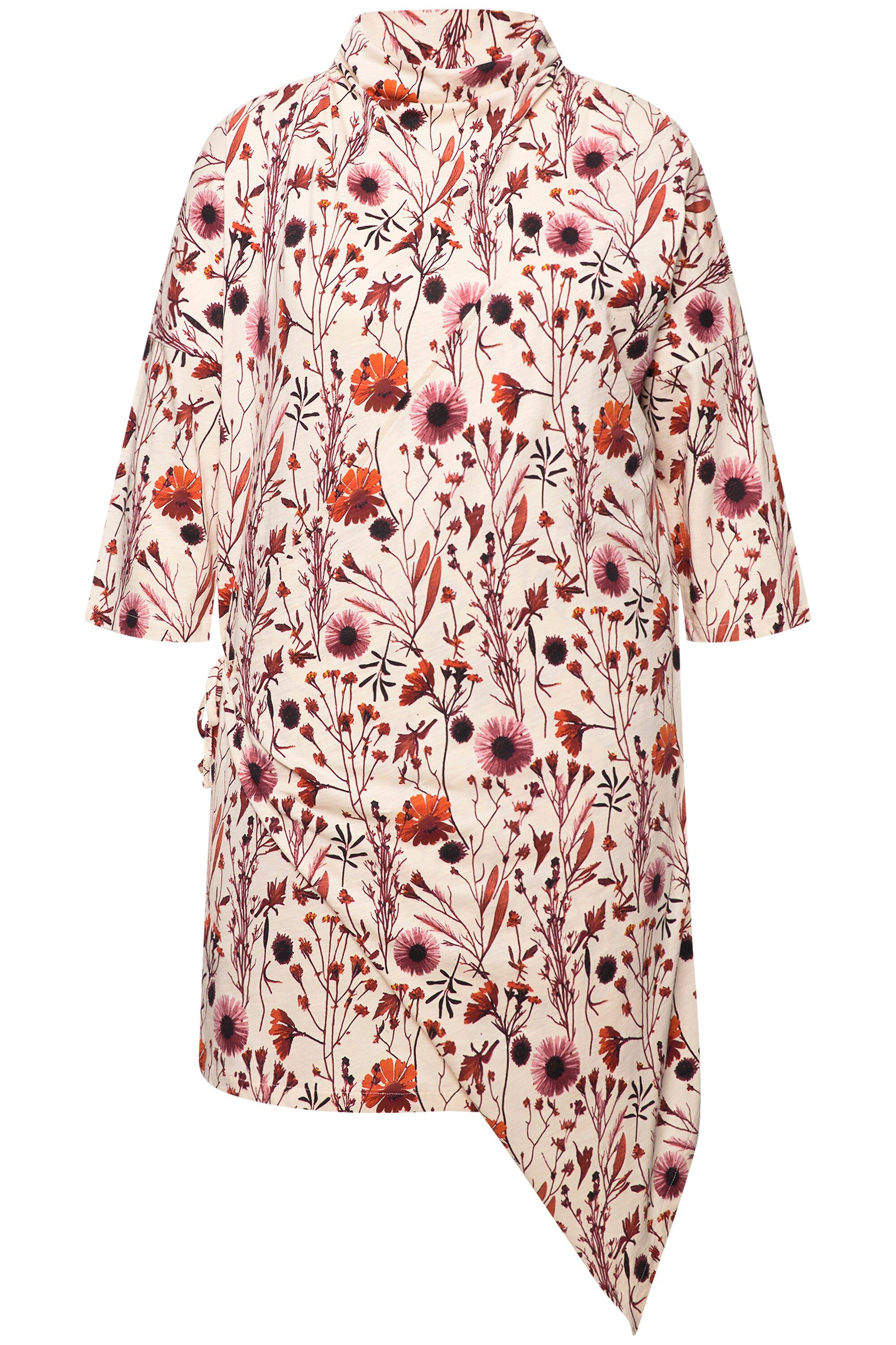 Ulla Popken Longshirt Longshirt Wickeloptik Schalkragen günstig online kaufen