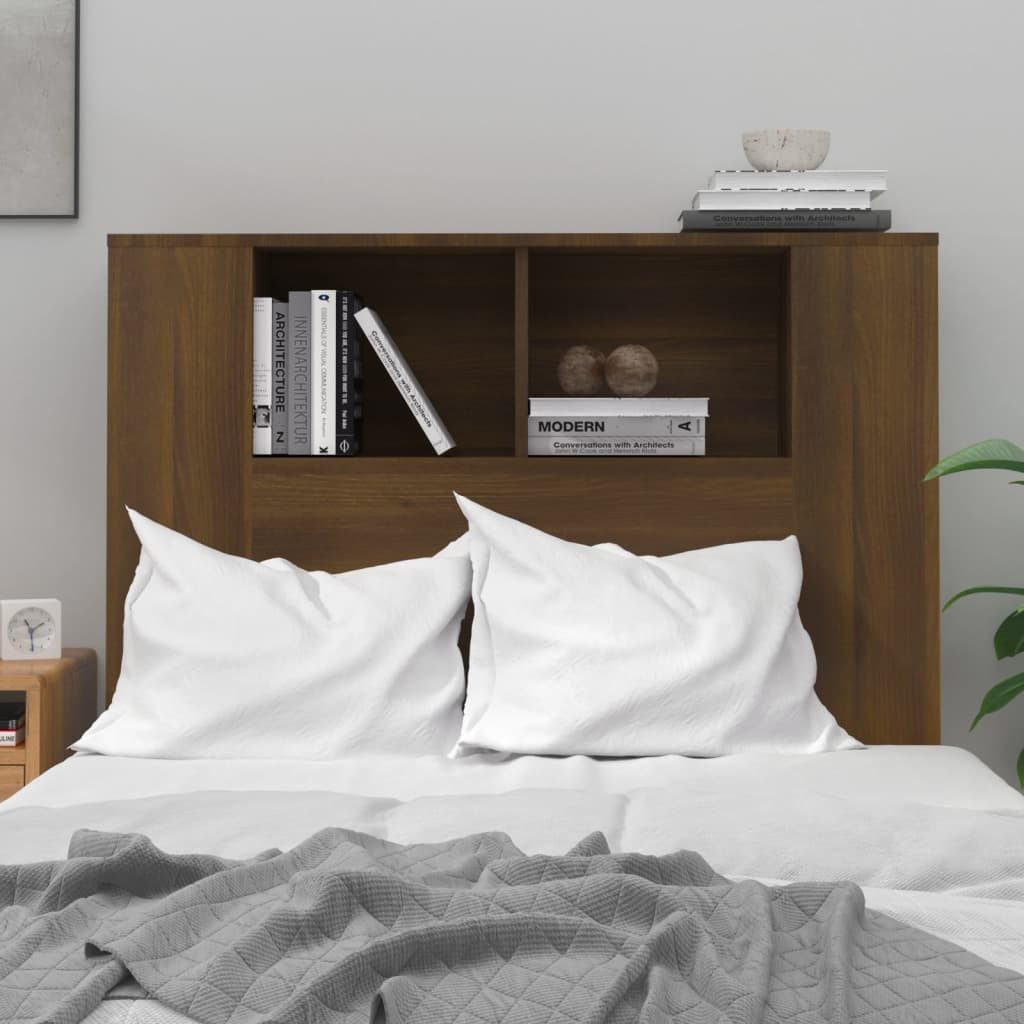vidaXL Kopfteil, Bett Kopfteil mit Ablagen Braun Eichen-Optik 100x18,5x104,5 cm
