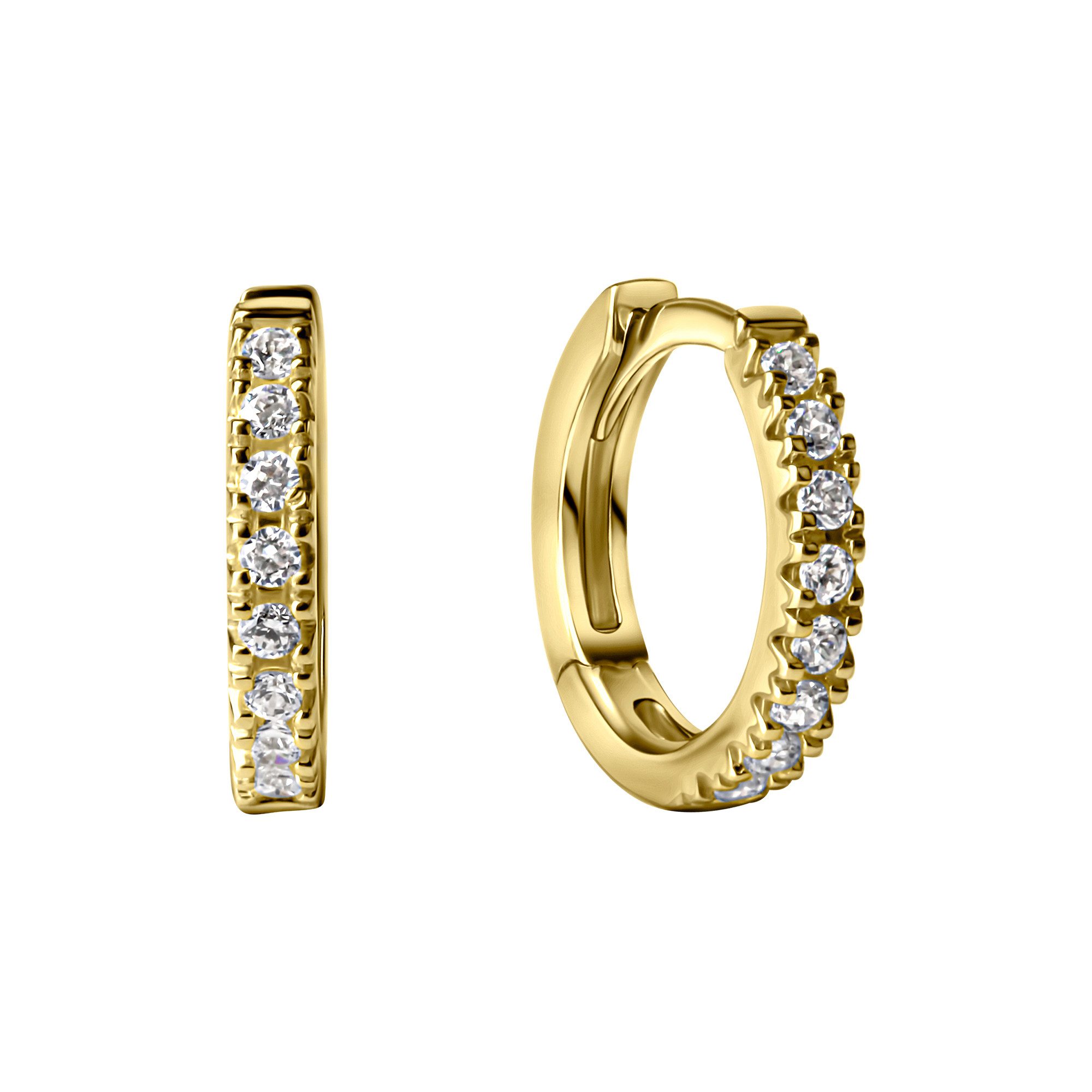 Paar Creolen 375/- Gelbgold Zirkonia