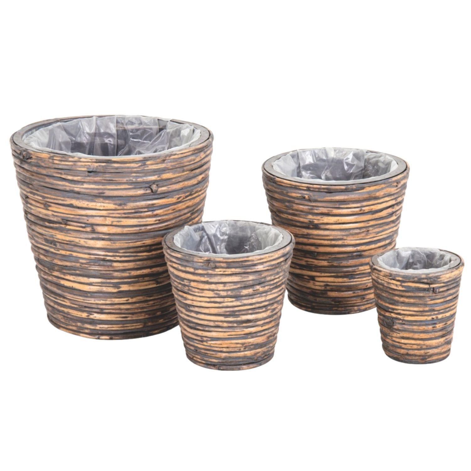 Marrakesch Orient & Mediterran Interior Übertopf Blumentopf Rattan braun, Pflanzkorb 4er Set 27cm (4 St), Handarbeit