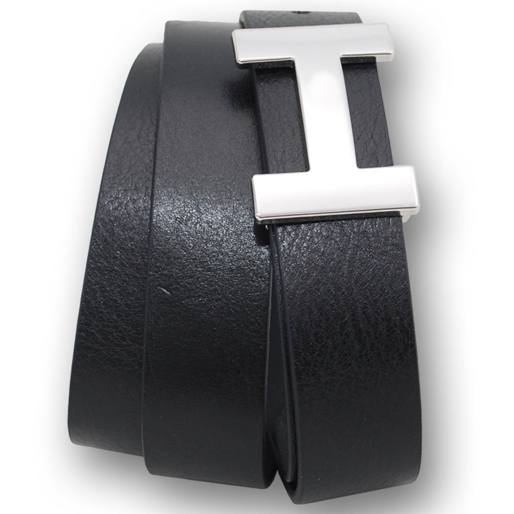 VITTOZZI Ledergürtel Gürtel, Buffalo 3cm, silber Schließe