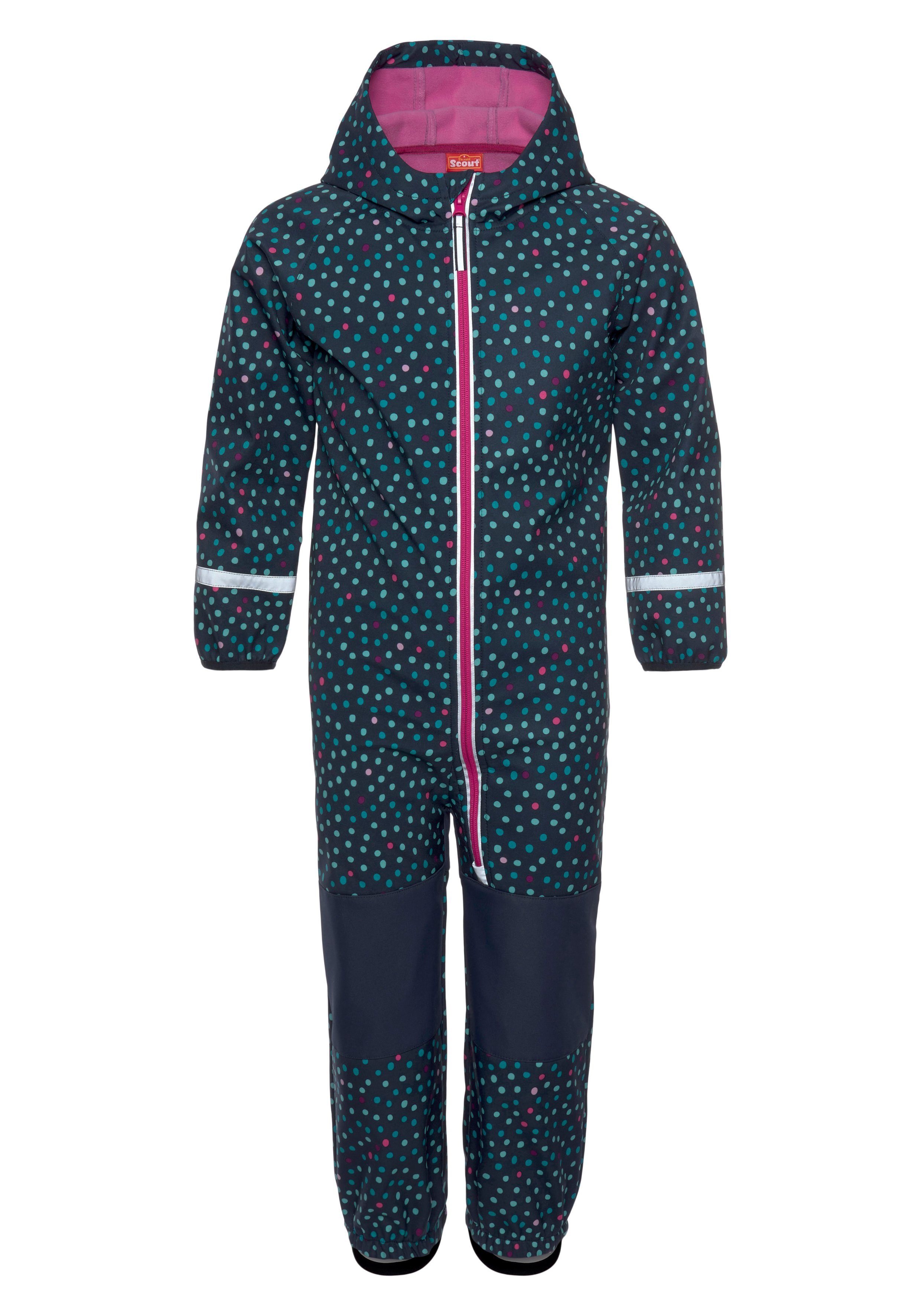 Scout Softshelloverall RAINY mit verstärkten Einsätzen an Knien und Gesäß marine fuchsia | Winteroveralls