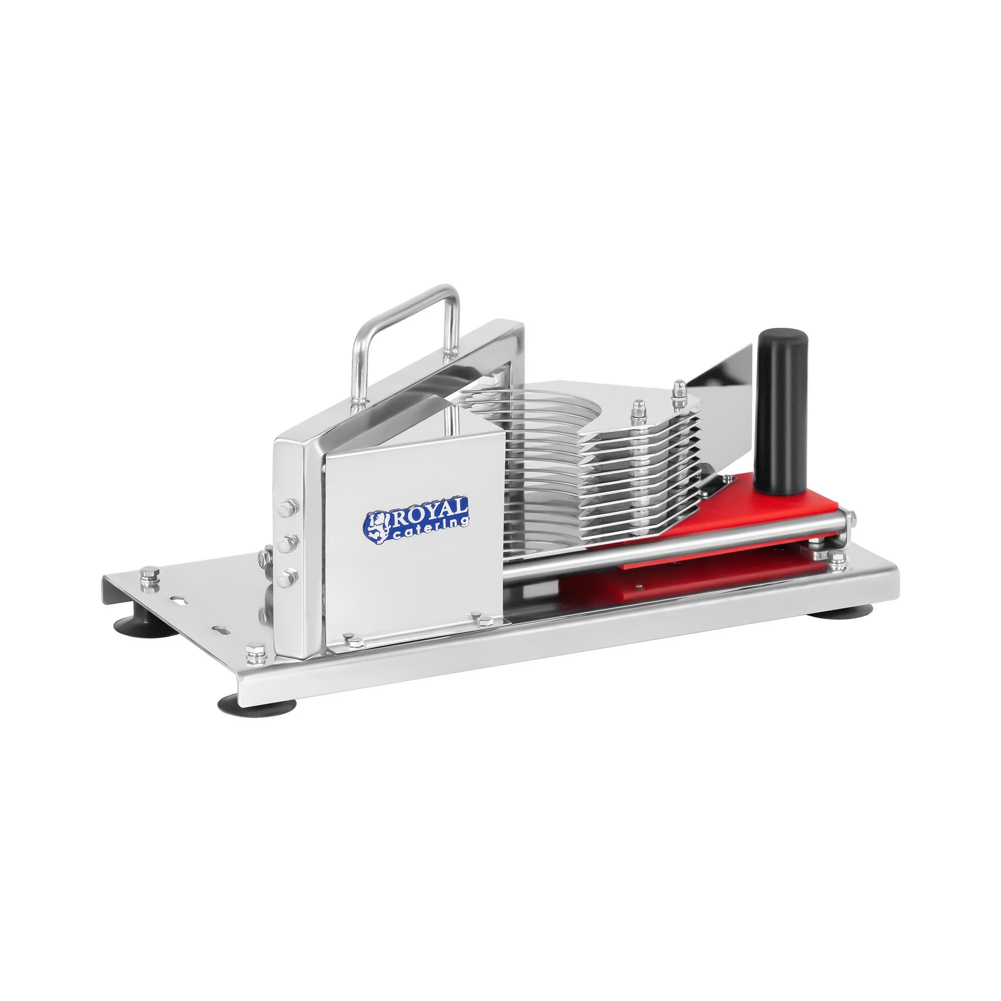 Royal Catering Gemüseschneider Tomatenschneider Edelstahl 10 Klingen 5,5 mm Gemüseteiler Gastro Profi
