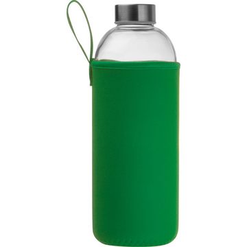 Livepac Office Trinkflasche Trinkflasche aus Glas mit Neoprensleeve / 1000ml / Neoprenfarbe: grün