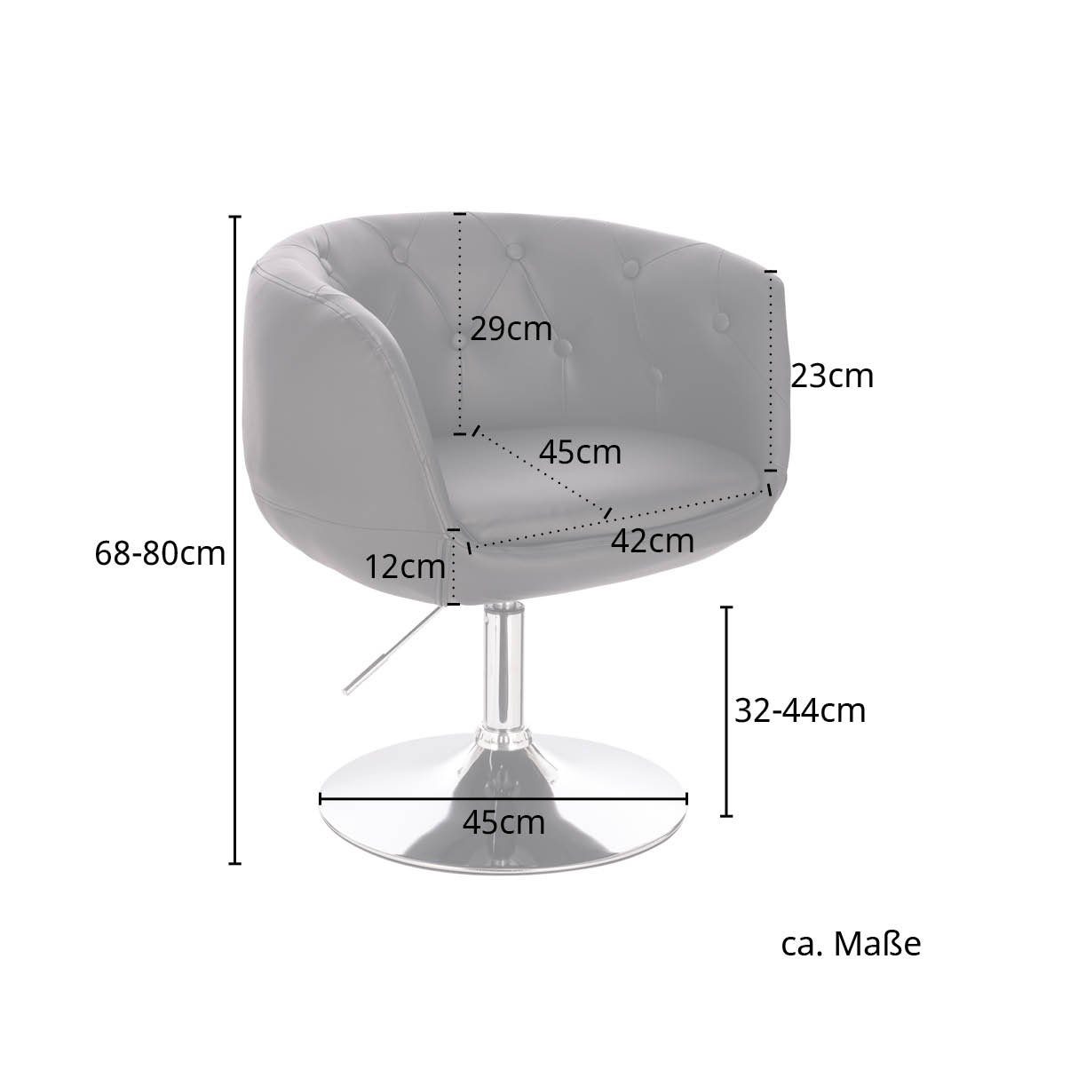 SVITA Cocktailsessel PANAMA verchromtes gepolstert, Drehsessel), (1-St., Gestell, bequem 360° drehbar, höhenverstellbar