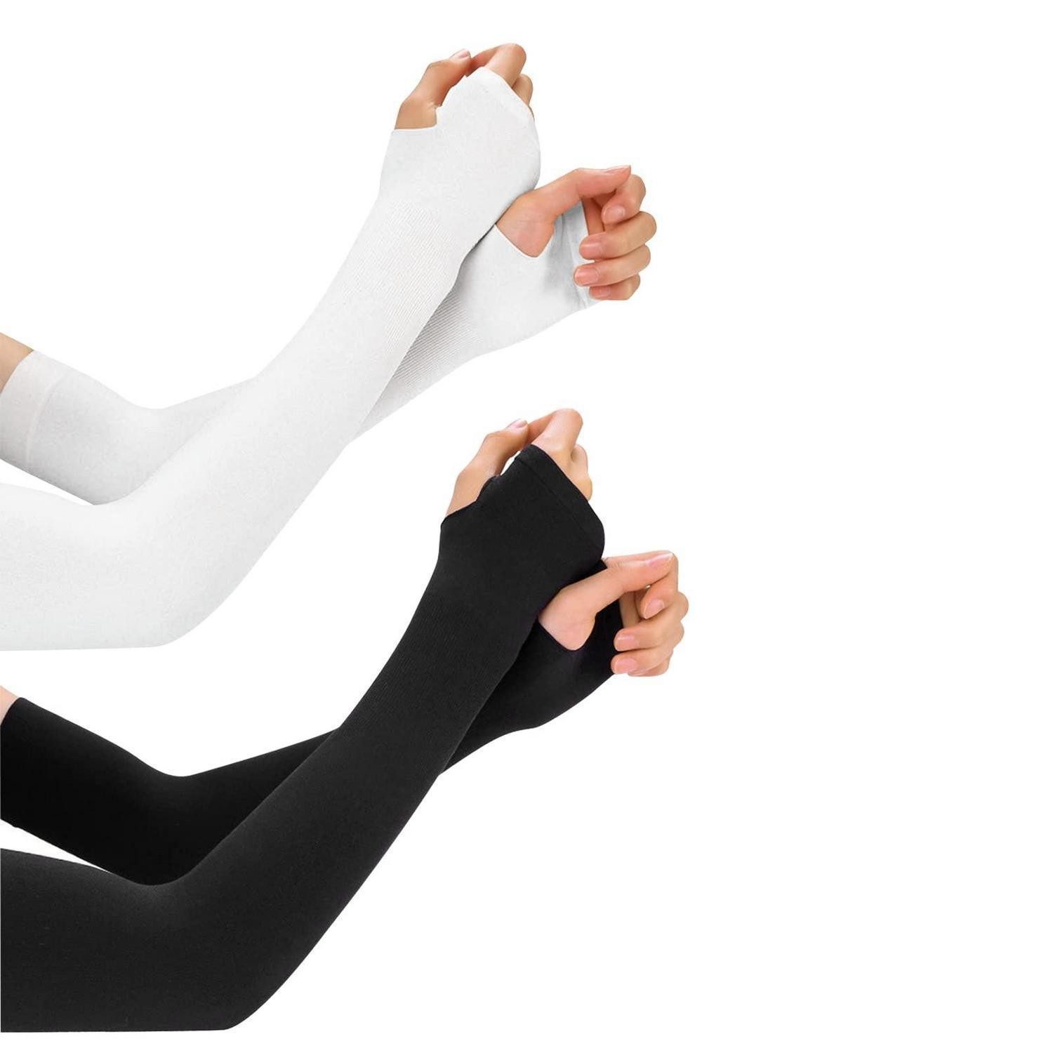 LuxusKollektion Armlinge Kühlarm Ärmel 2 Paar UV-Schutz Schwarz/Weiss