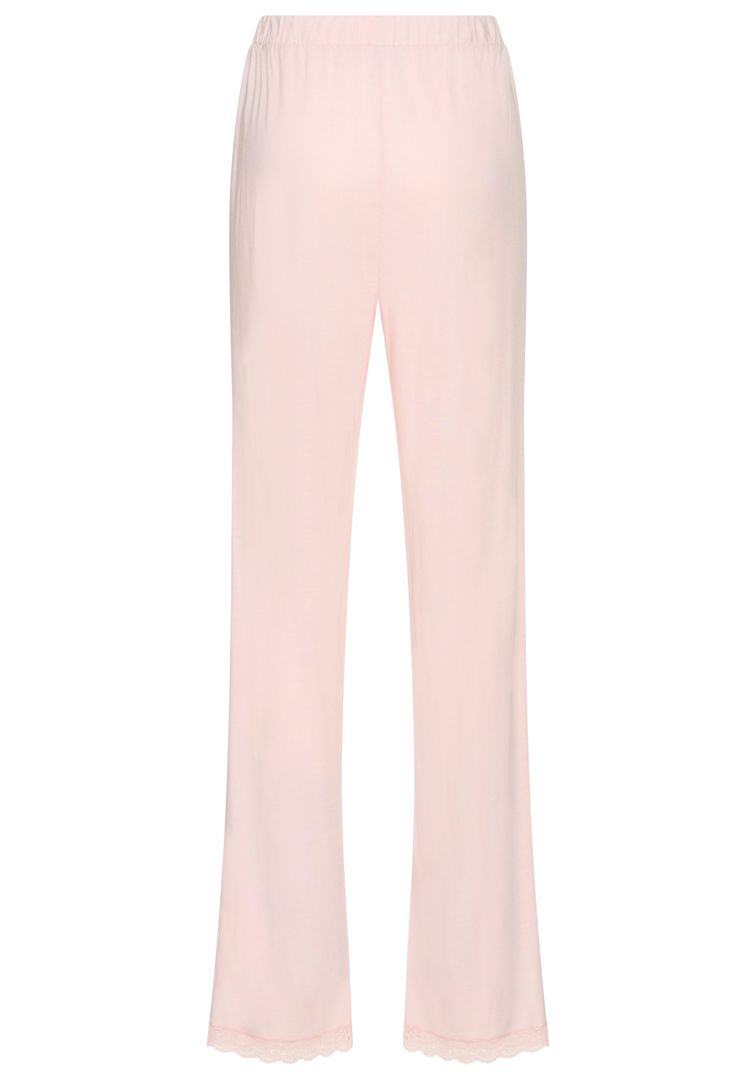 LASCANA Schlafhose mit Spitzenbesatz am Beinaum günstig online kaufen