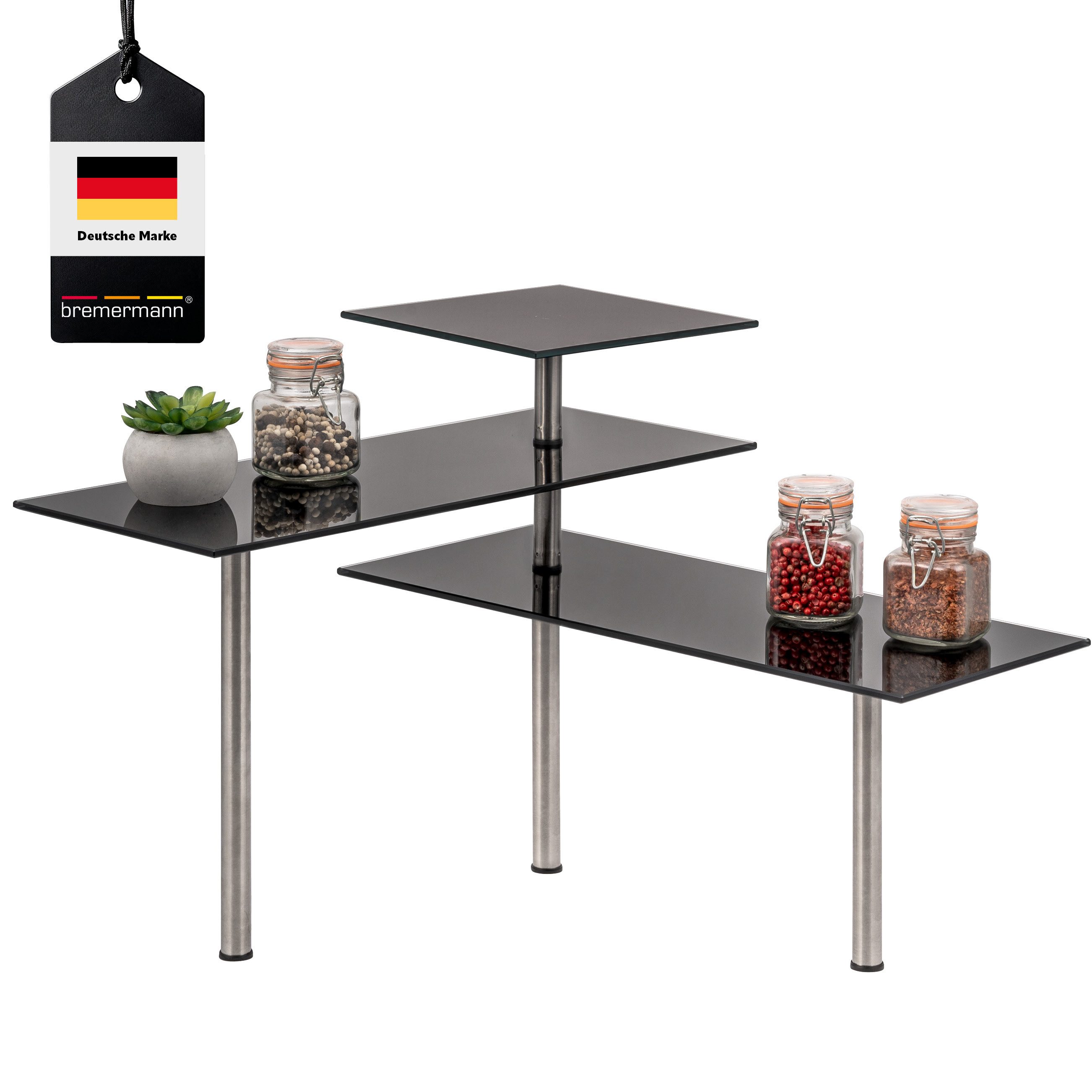 bremermann Küchenregal Eckregal, aus Glas und rostfreiem Edelstahl, schwarz günstig online kaufen