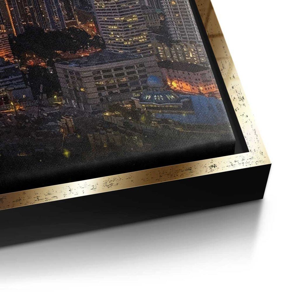 Art Rahmen Pop - - DOTCOMCANVAS® Wand Leinwandbild, der Motivation Stadt goldener Premium Leinwandbild - Galaxy -