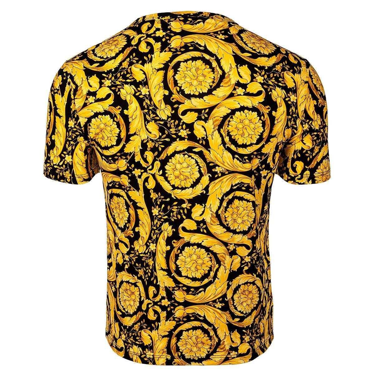 Versace T-Shirt Herren Stretch - Schwarz/Gold T-Shirt Rundhals, Unterhemd