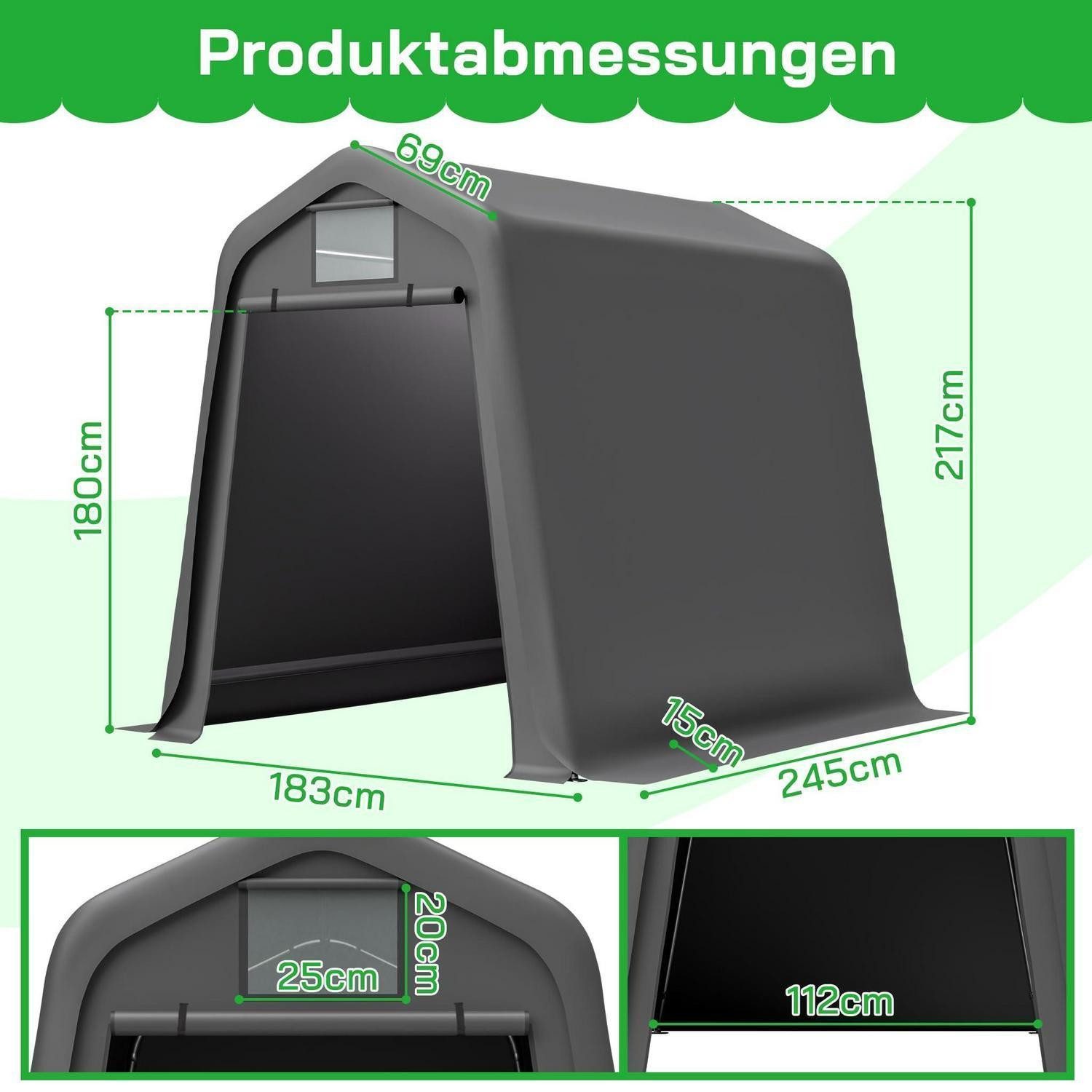 LuxusKollektion Gerätehaus Fahrradgarage 245x183x217cm Wetterfest, (1 St)