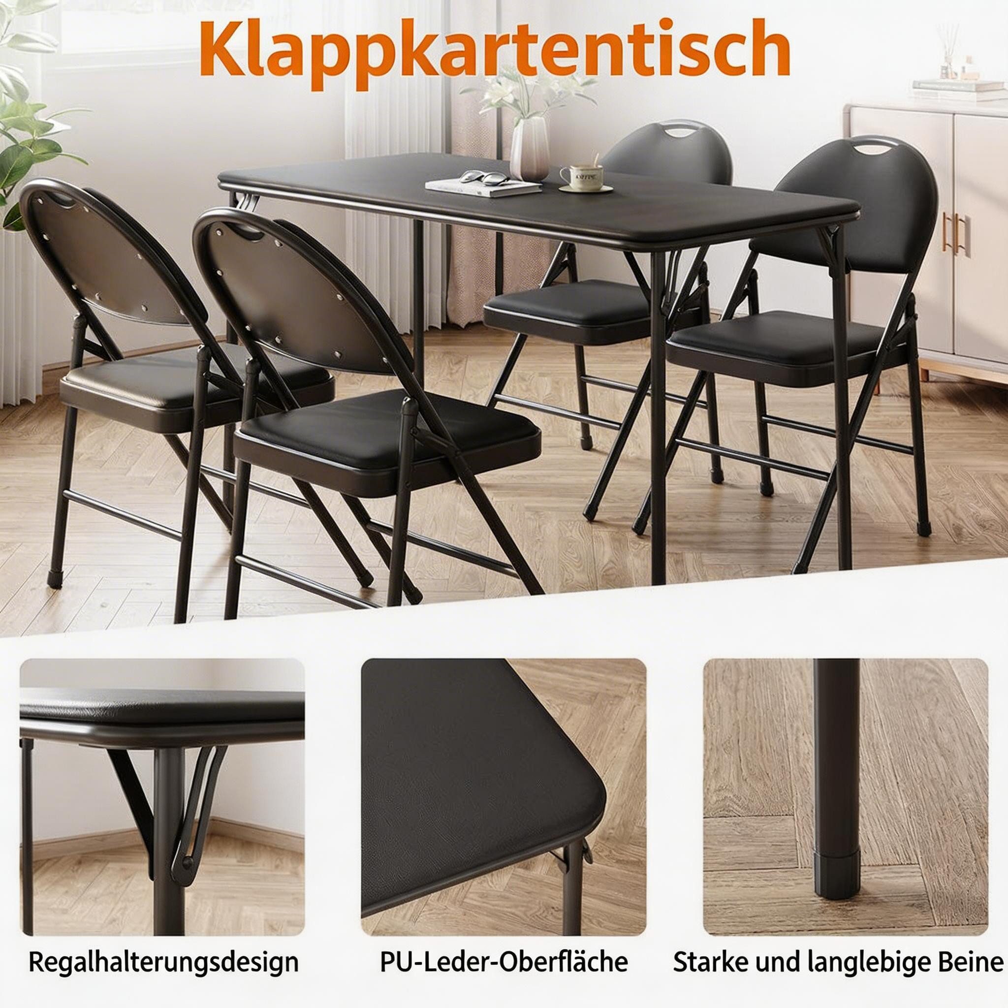 GarveeMore Klapptisch Campingtisch Partytisch Gartentisch Balkontisch 120x51x71cm – Bild 4 von 5