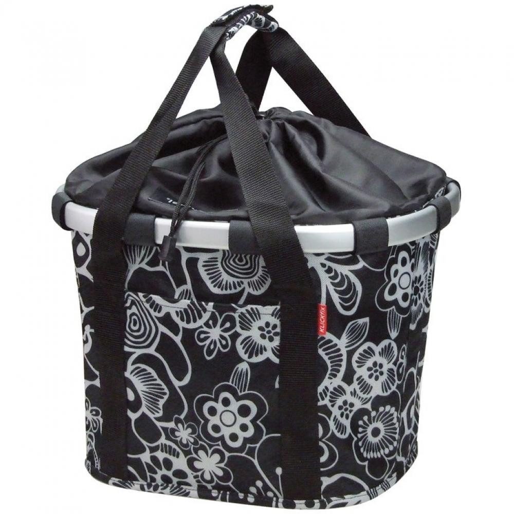 KlickFix Fahrradkorb KLICKfix Fahrradkorb Fahrradtasche Bikebasket Reisenthel fleur schwarz