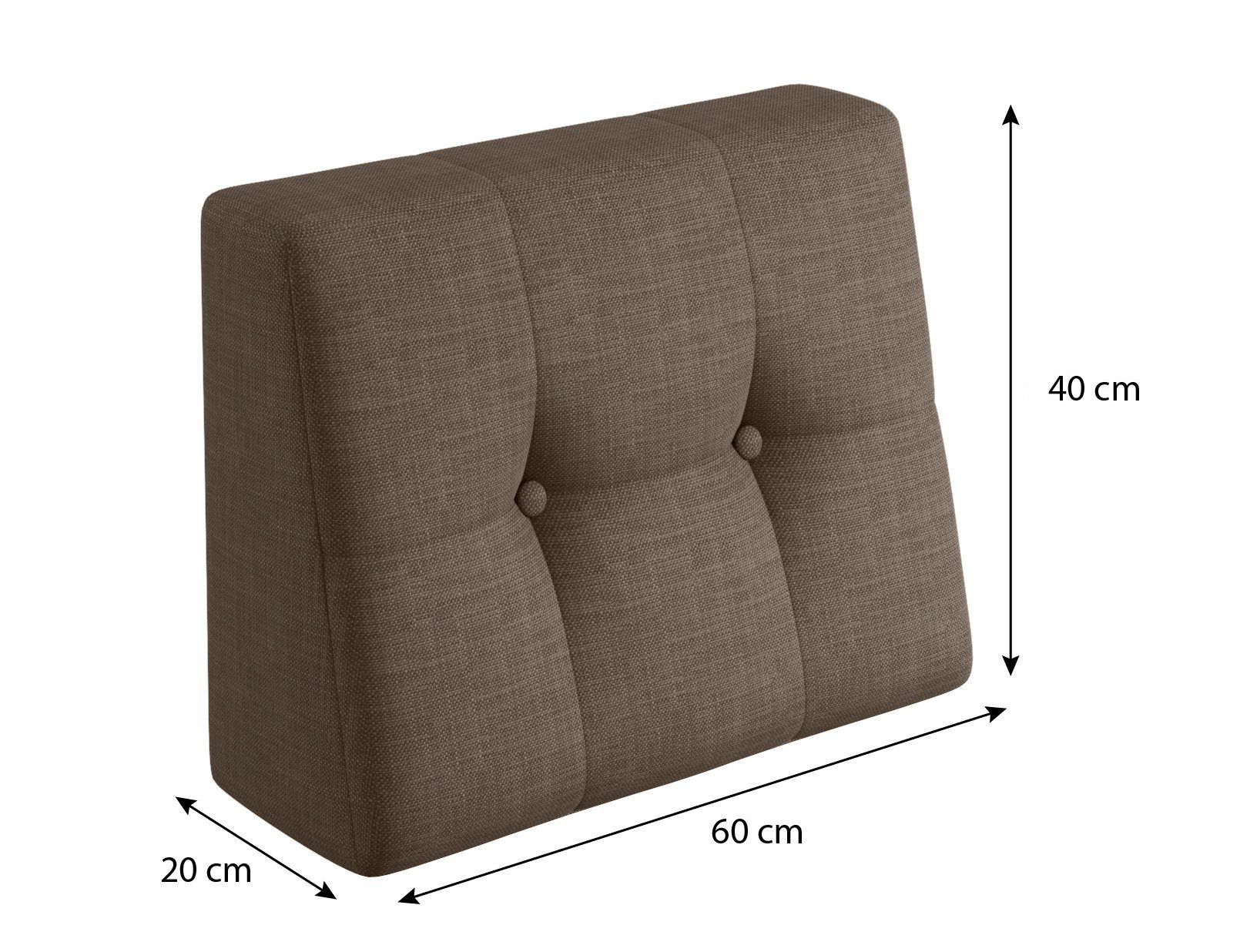 sunnypillow Rückenkissen Palettenkissen gesteppt Seitenkissen 60x40x20/10cm, Braun