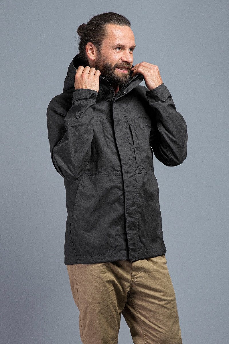 TATONKA® Funktionsjacke Übergangsjacke Jesper Hooded aus Baumwollmischgewebe dunkelgrau Herren