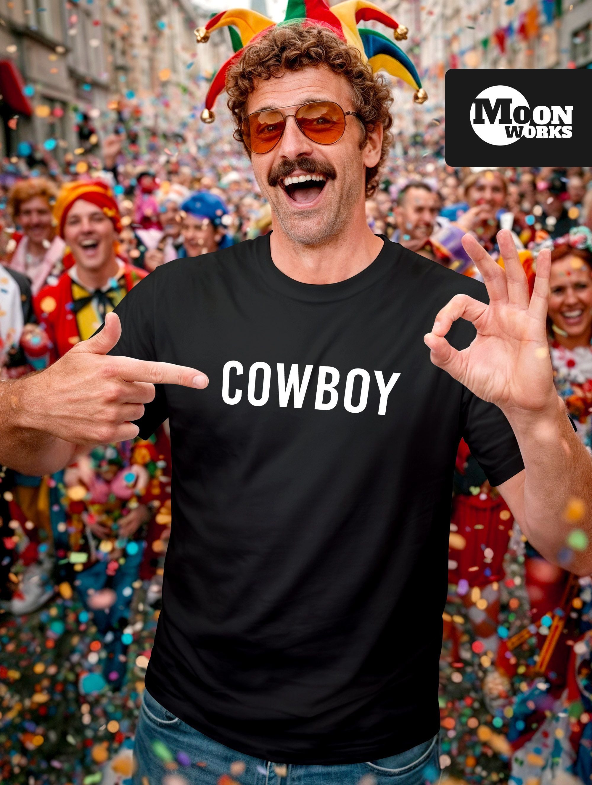 MoonWorks Print-Shirt Herren T-Shirt Cowboy Fasching Karneval Fastnacht Fas günstig online kaufen
