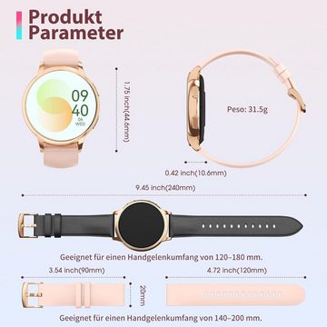 TIFOZEN Damen IP67 Wasserdicht Smartwatch (1,52 Zoll), Mit 110+ Sportmodi, Herzfrequenz/SpO2/Schlaf Monitor