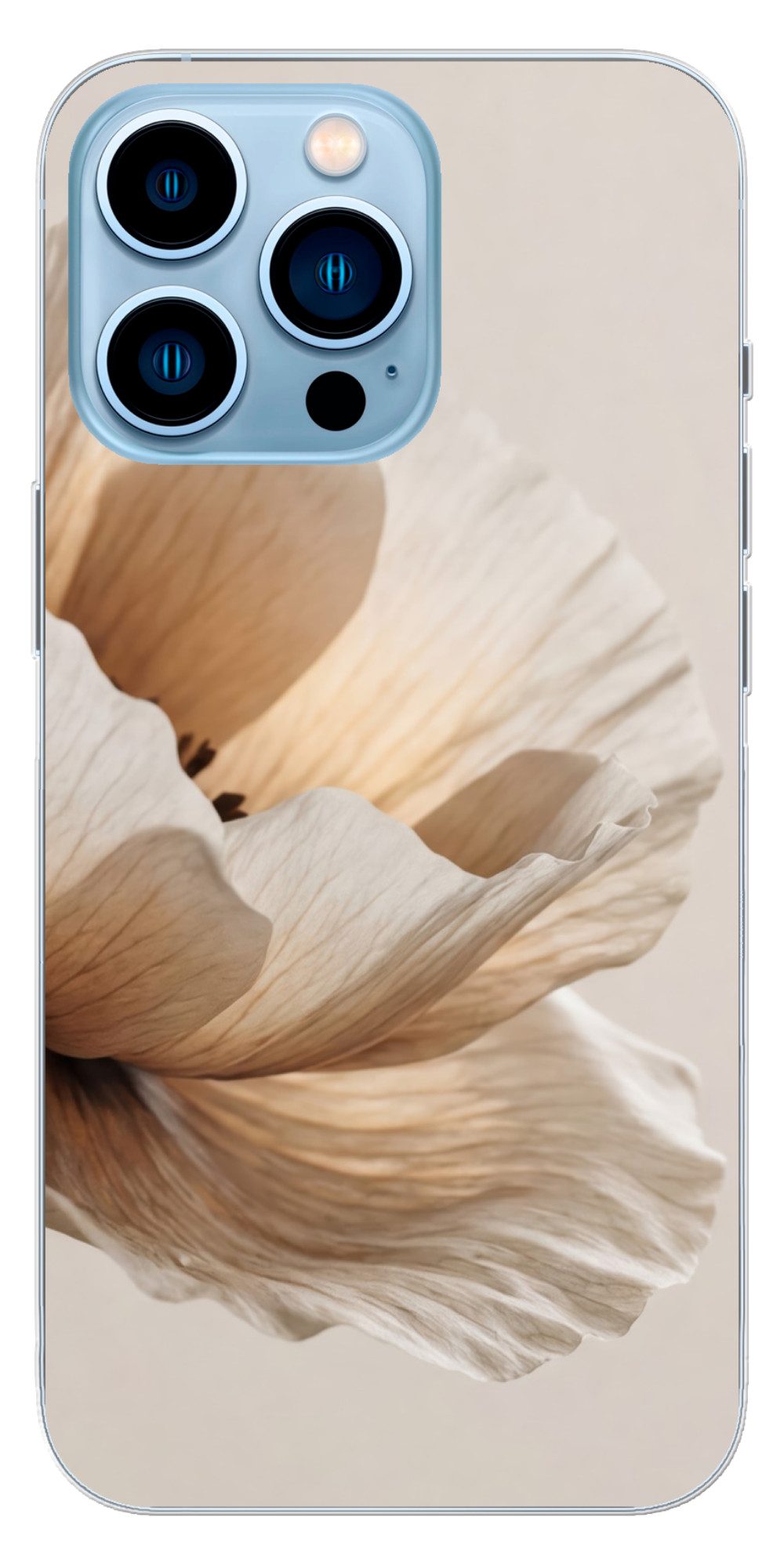 MuchoWow Handyhülle für Apple iPhone 13 Pro Blume - Beige - Creme, Smartphone-Bumper, Print, Handy Schutzhülle Dünn