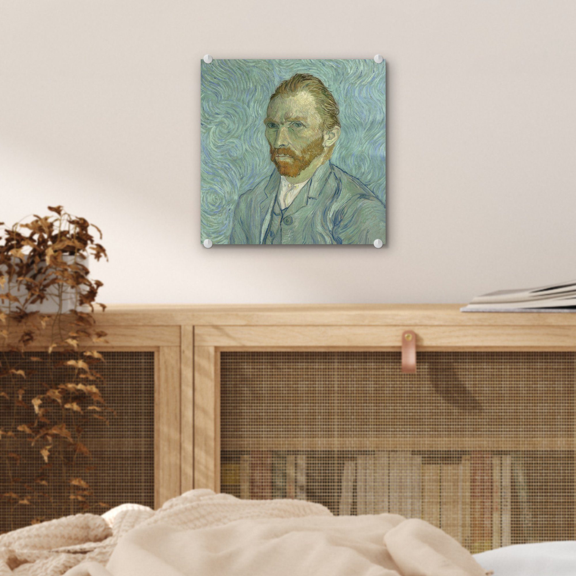MuchoWow Acrylglasbild auf Selbstporträt Wanddekoration Glas - Vincent Bilder von - Gogh, Foto van Gemälde St), - Glas - auf Wandbild Glasbilder (1