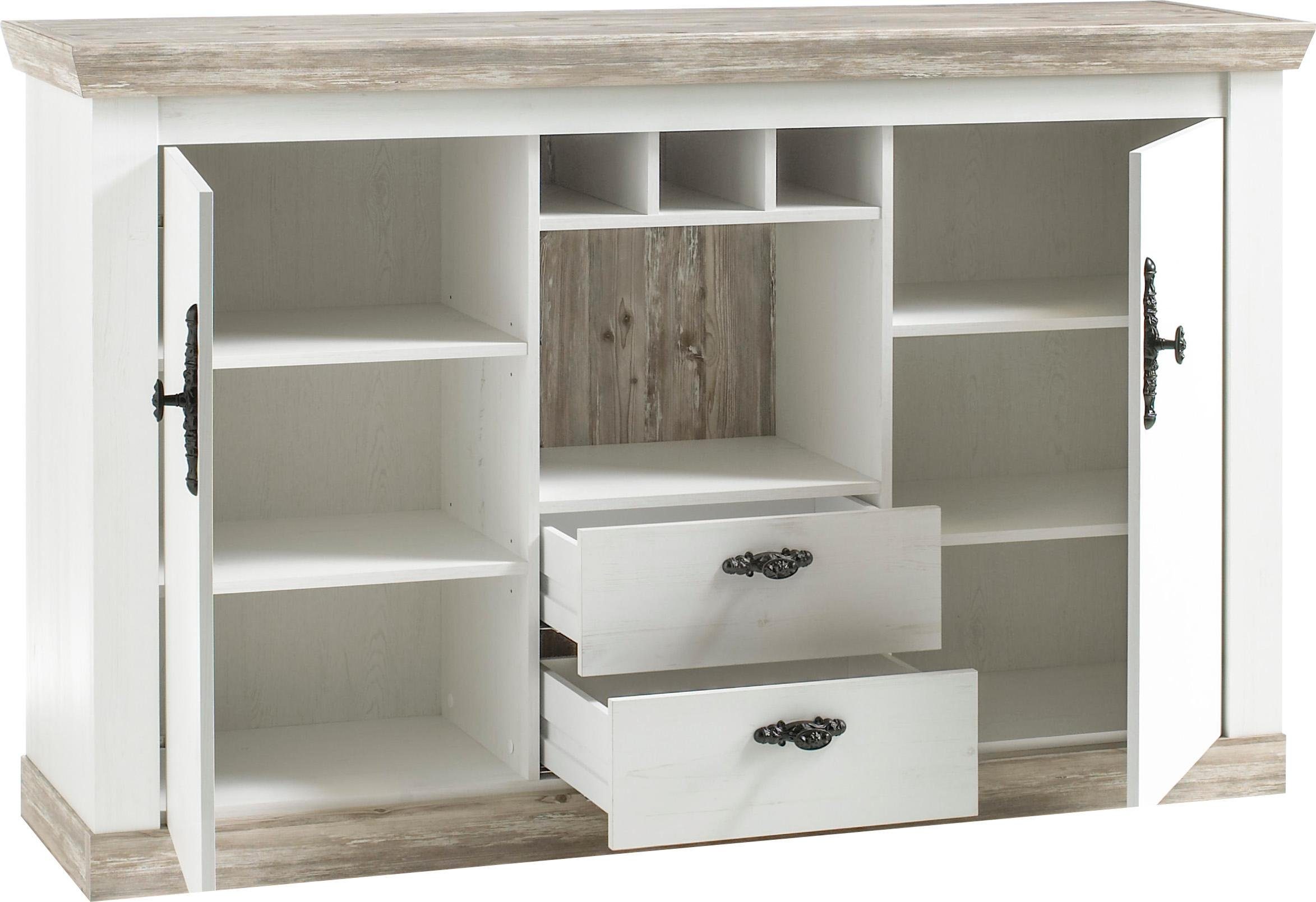 Home affaire Sideboard Florenz, im romantischen Landhaus-Look, Breite 168 cm