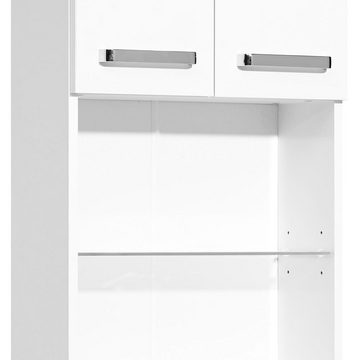 Lomadox Hochschrank WARSCHAU-66 Badezimmer in weiß glänzend - B/H/T: 50/195,5/20cm