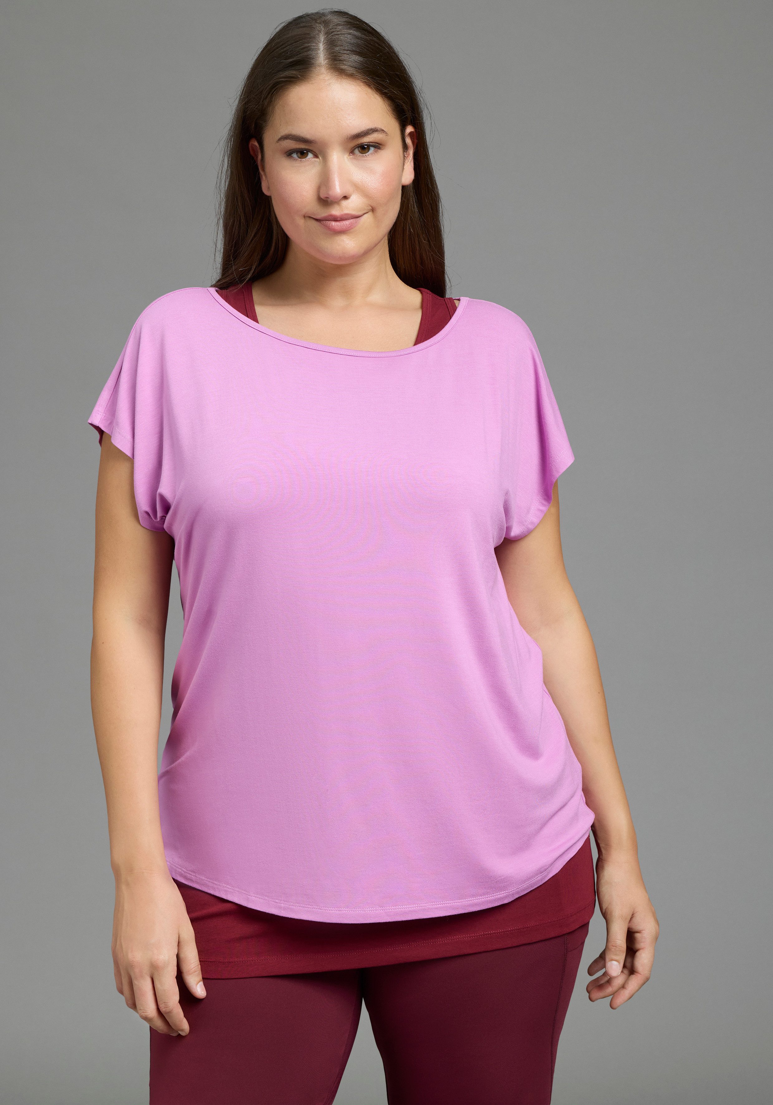 Laura Scott CURVE Yoga & Relax Shirt Große Größen (Set, 2) im 2er-Set, mit Rundhalsausschnitt, aus Jersey, unifarben
