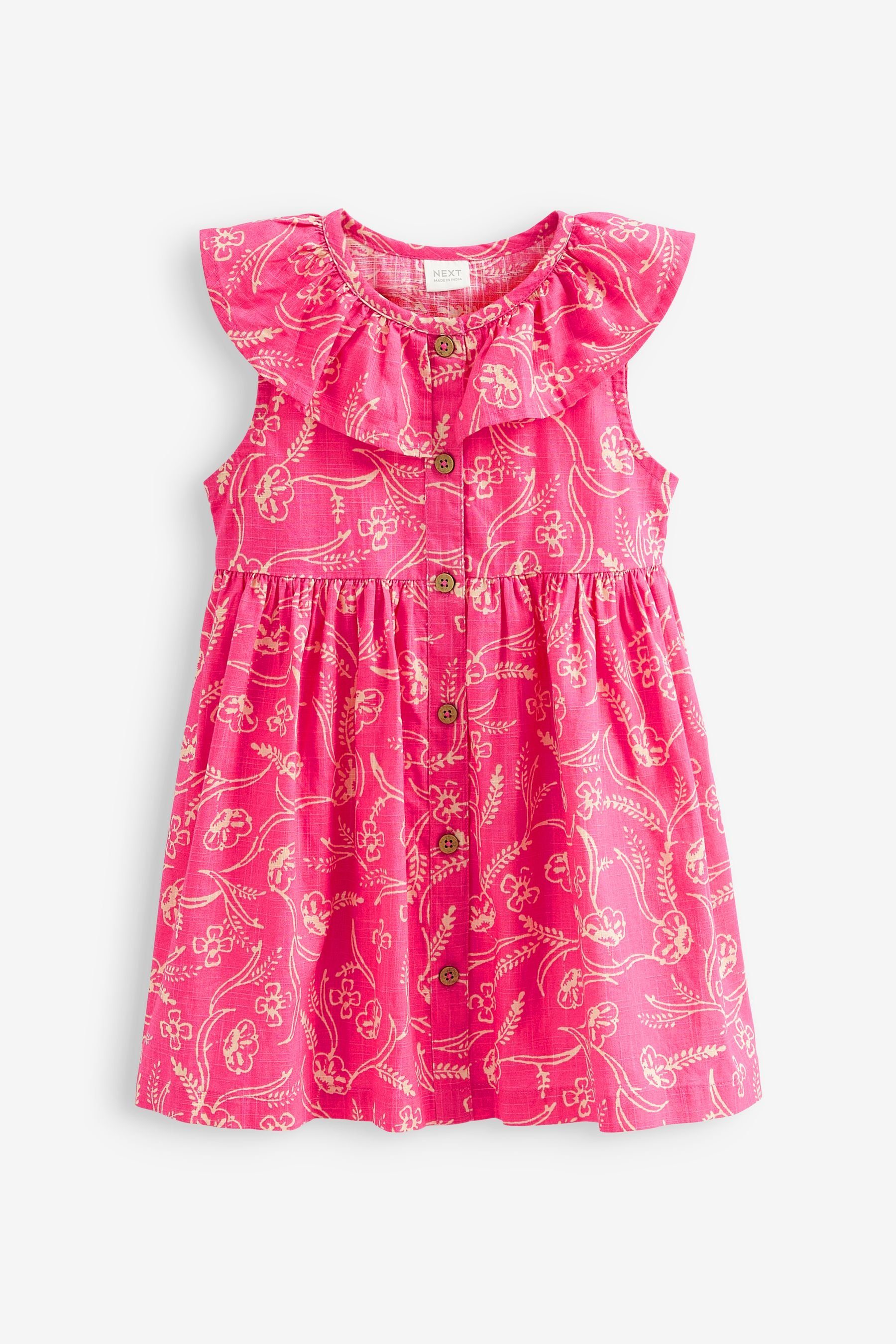 Rüschenkragen Kleid mit Next Sommerkleid (1-tlg) Floral Pink