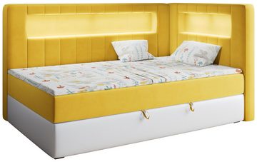 MKS MÖBEL Kinderbett GOLD JUNIOR 3, Kinderbett mit Led, Jugendbett, Polsterbett