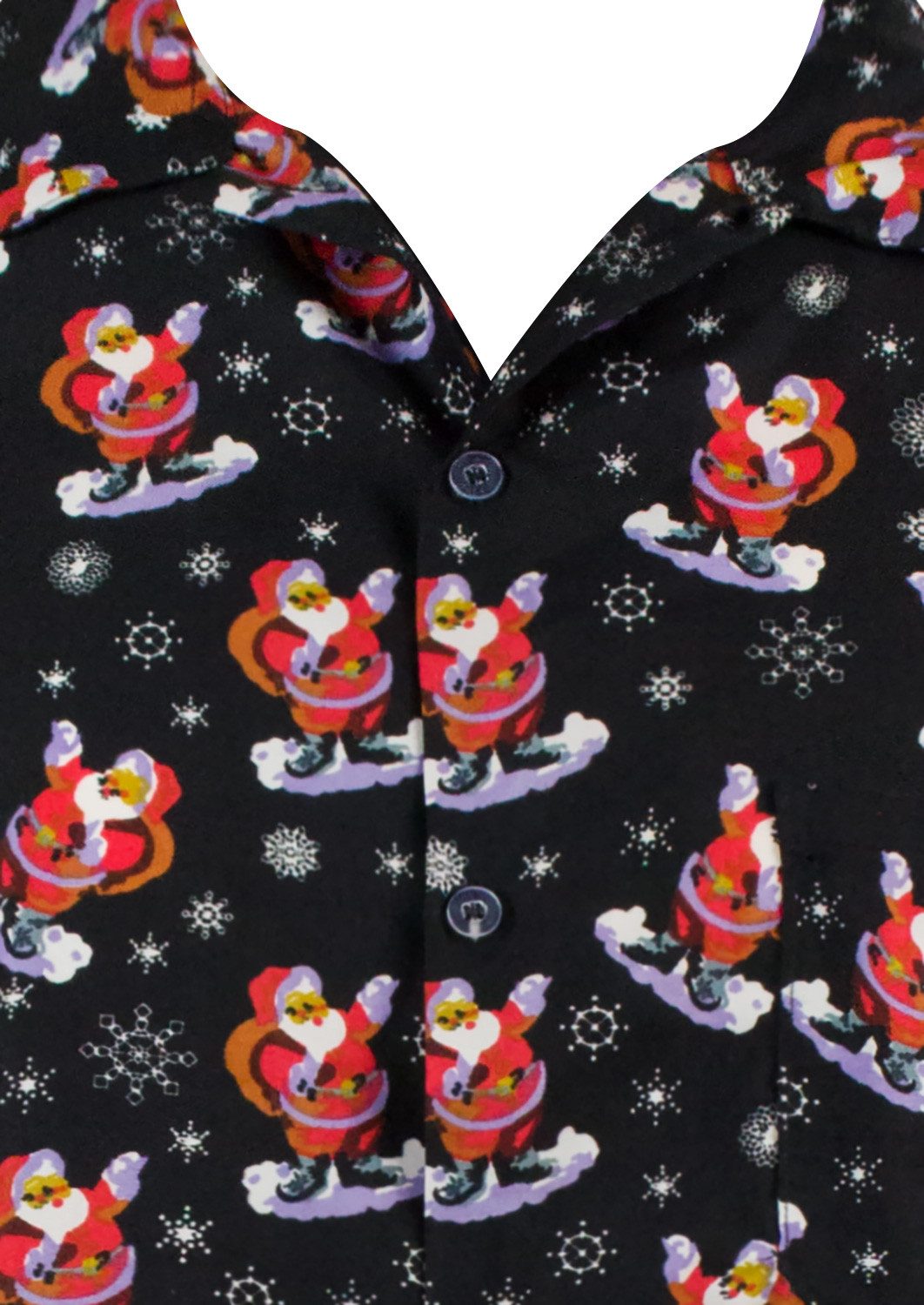 King Kameha Hawaiihemd Christmas Snow Cloud Santa Funky Hawaii-Hemd Kurzarm Front-Tasche