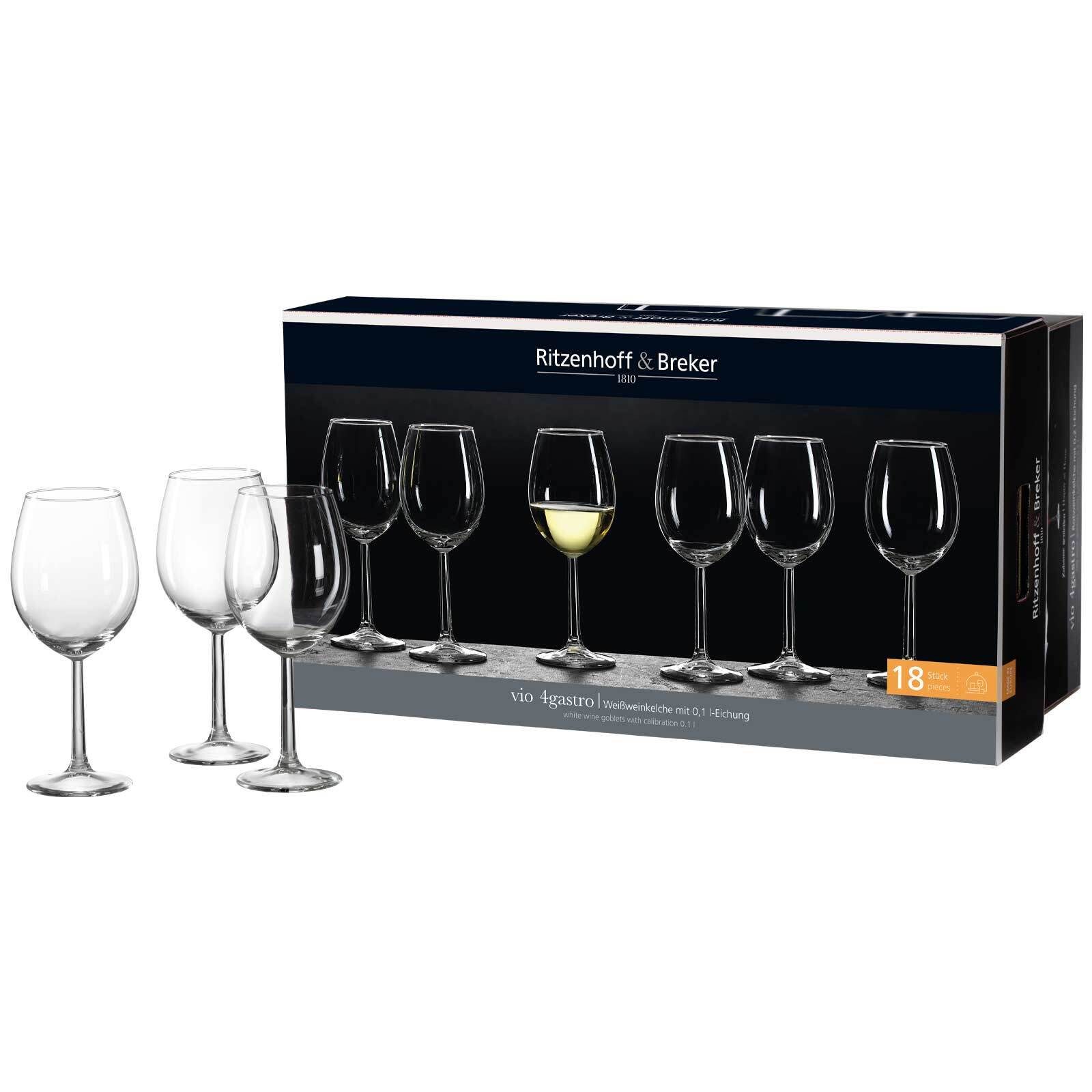 Ritzenhoff & Breker Weißweinglas Vio 4Gastro Weissweingläser 320 ml 6er Set, 18-tlg., Glas