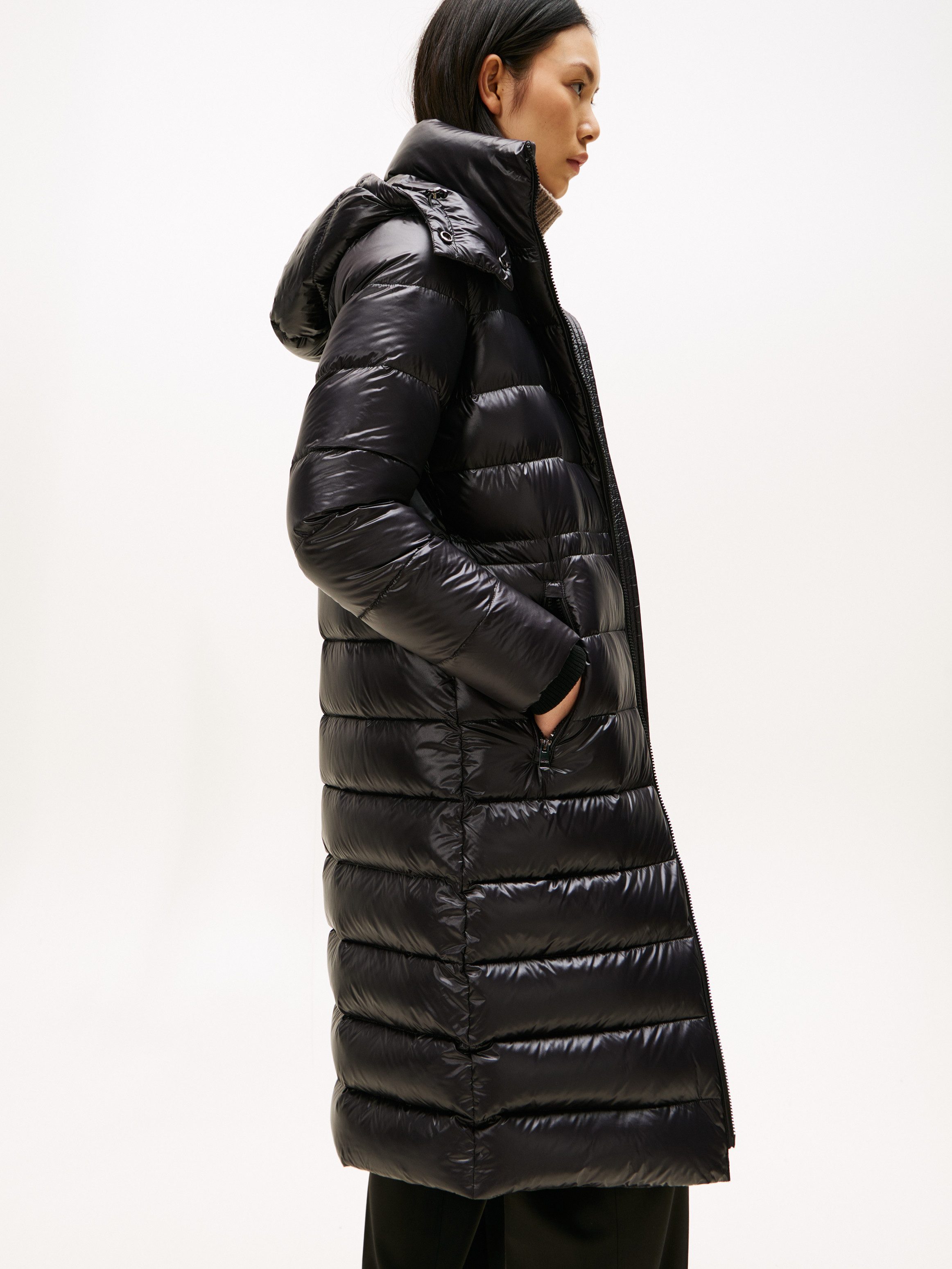 Tommy Hilfiger Steppmantel GLOSS HW DOWN WAIST REG MAXI in leicht glänzende günstig online kaufen