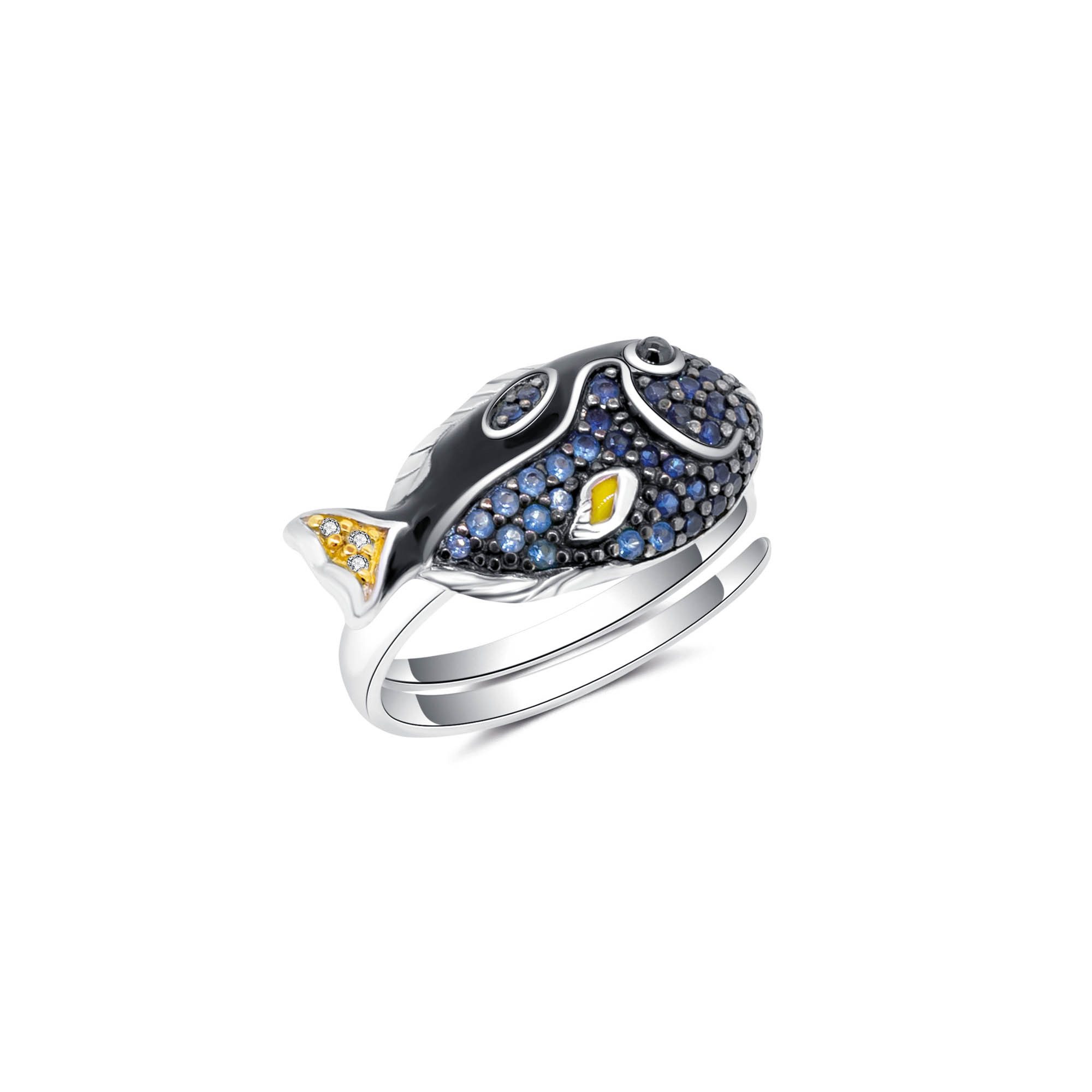 Seinerzeit FLORA & FAUNA Silberring Dory Fisch Ring (1-tlg), Material: 925 Sterling Silber, rhodiniert, geschwärzt, vergoldet