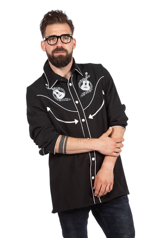 Karneval-Klamotten Kostüm 50 er Jahre Rockabilly Rock n Roll Hemd, Karneval Outfit Erwachsene Herren Karnevalskostüm Retro Look