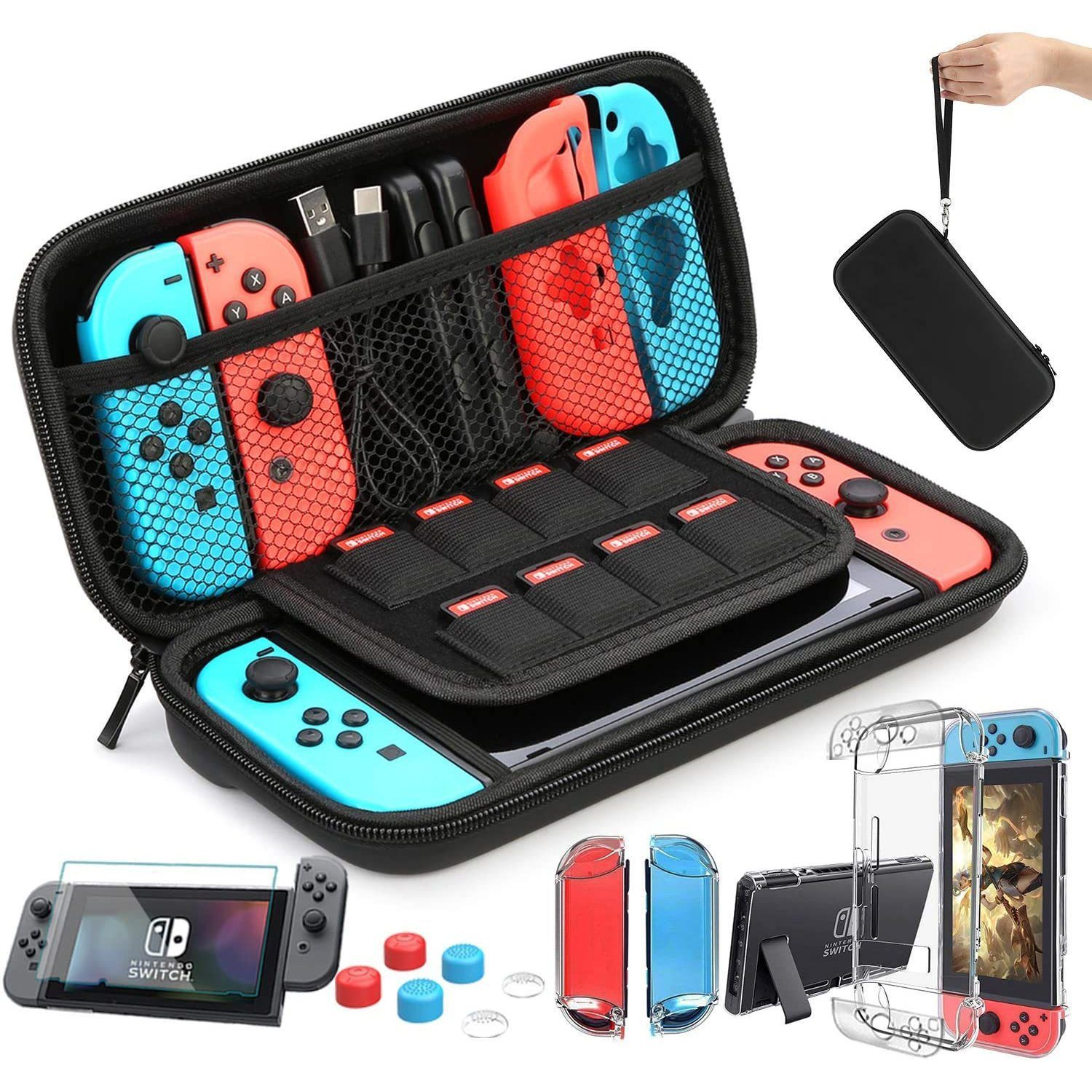 Switch-Controller, 9 in 1 Zubehör Set für Nintendo Switch Schutzhülle Nintendo-Controller
