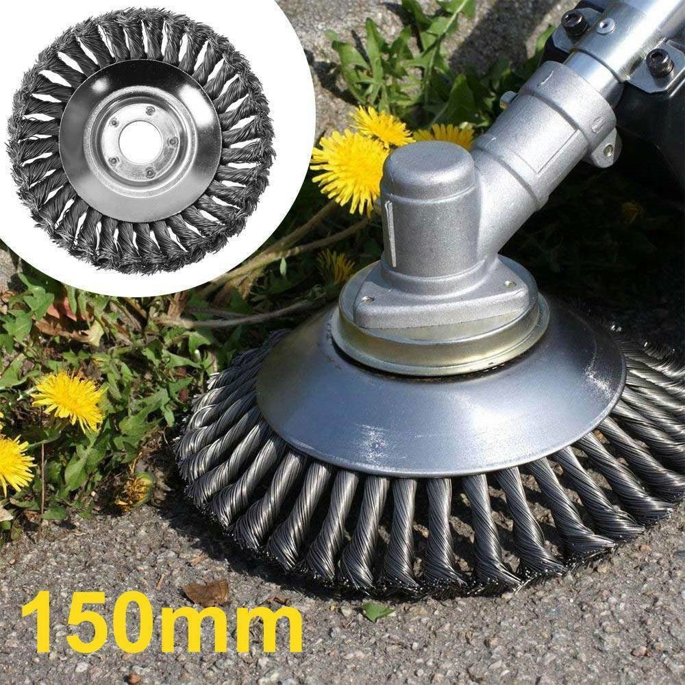 Trade-Shop Drahtbürste 3x Stahldraht-Bürstenkopf 15x2,54cm inkl Adapter-Set für Freischneider, passend für Stihl FS55 FS56 FS80 FS85 FS90R FS100 F108, Stahldrah – Bild 4 von 4
