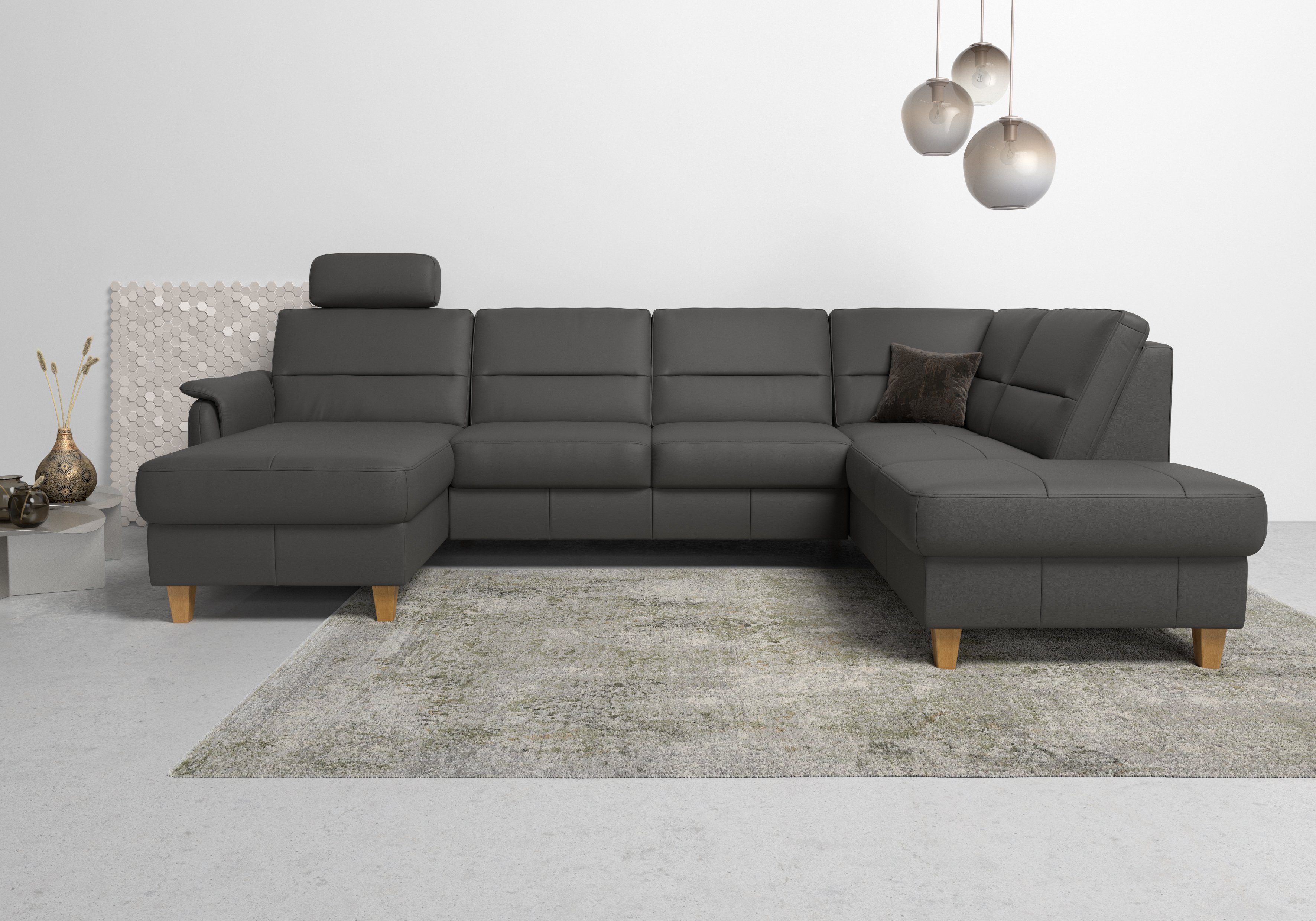 Home affaire Wohnlandschaft Palmera U-Form, B: 308 cm, optional Bettfunktion & Bettkasten, Federkern