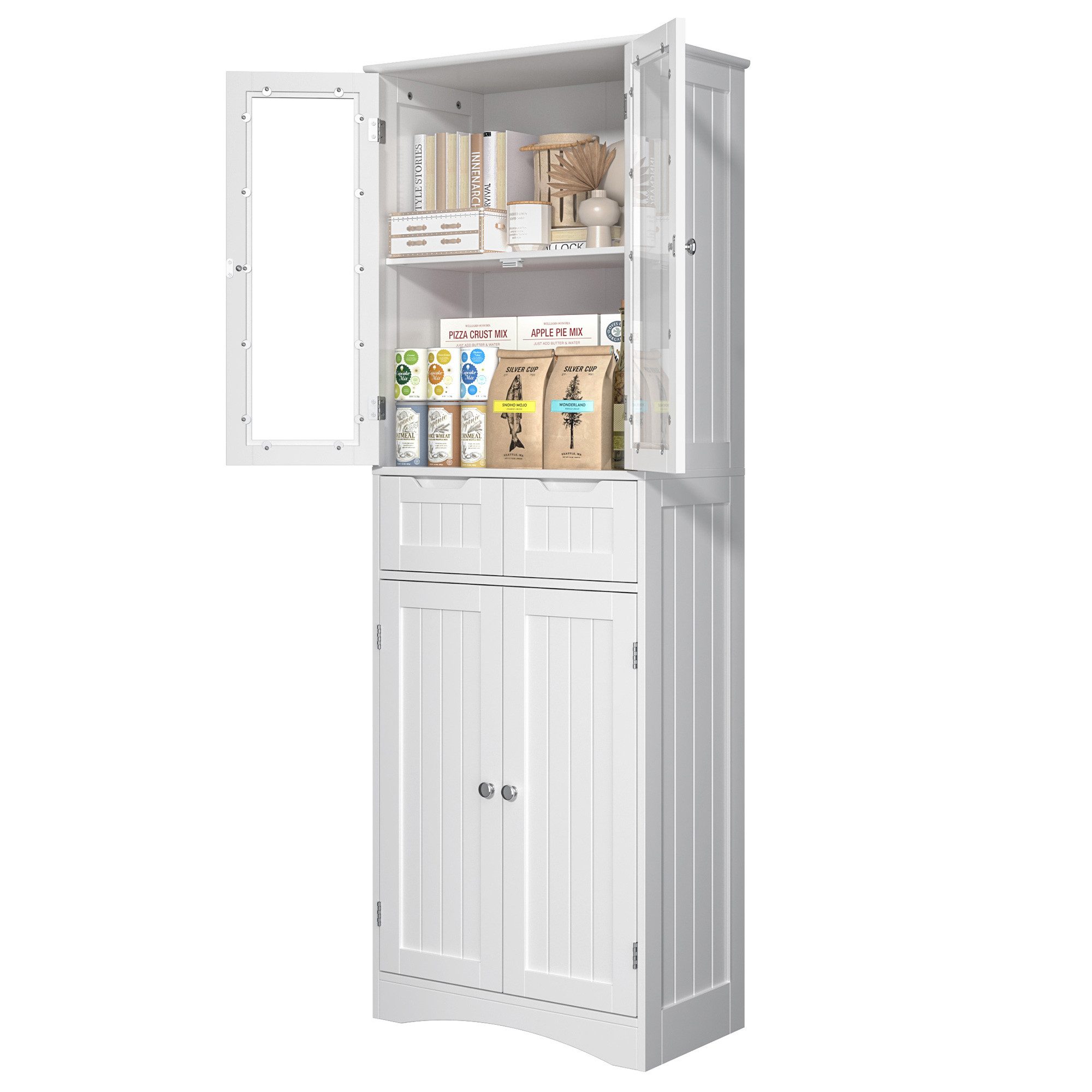 Bealife Hochschrank Badregal, Bücherschrank mit 2 günstig online kaufen