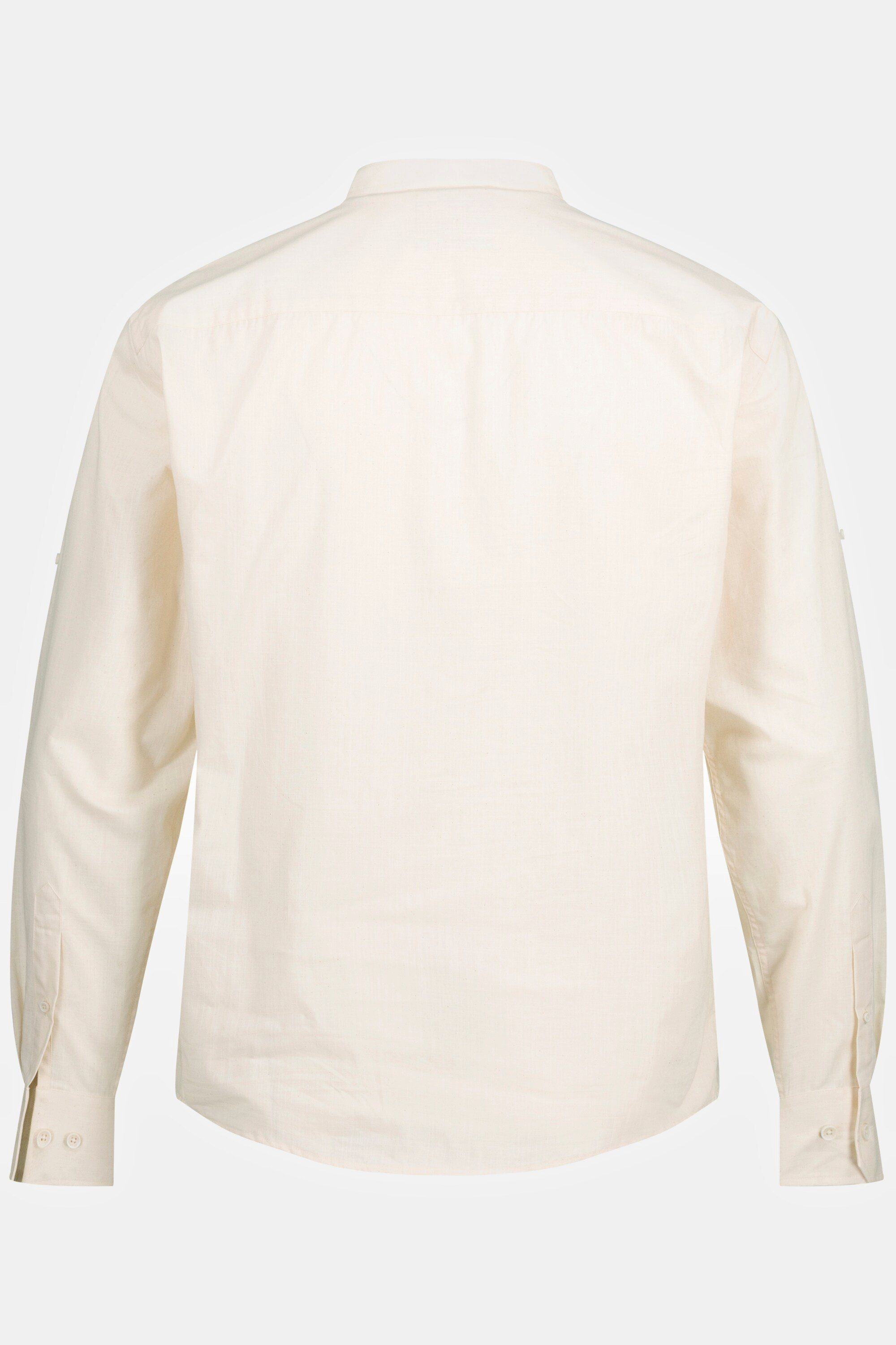 Henley Fit Stehkragen Brusttasche T-Shirt JP1880 Modern Langarm beige
