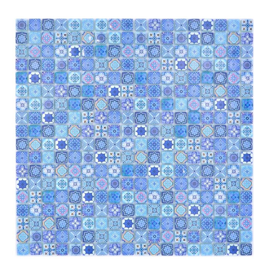 Mosani Mosaikfliesen Glasmosaik Mosaik Retro Marokkanische Optik pastell blau