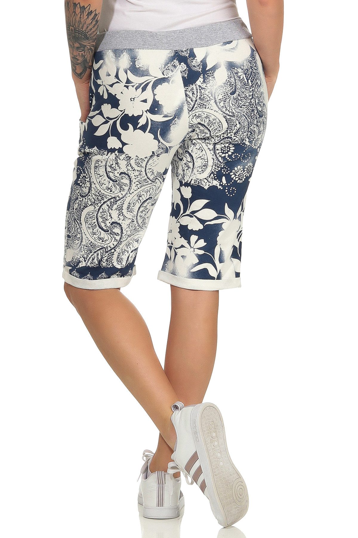 CLEO STYLE Sweatbermudas Sweat Bermuda 9 Beige Blume – Bild 5 von 5