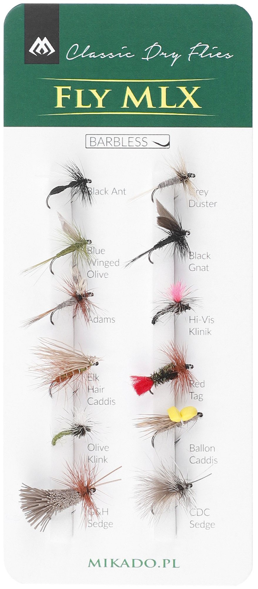 MIKADO Total Fishing Fliegenhaken Künstliche Fliegen SET - DRY FLIES - BARBLESS - Trockenfliegen - Haken, (1-St., SPAR-SET)