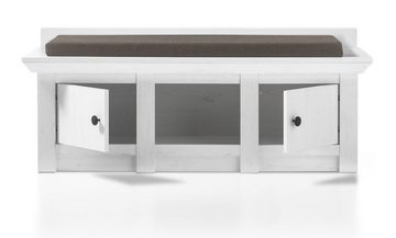 Furn.Design Garderoben-Set Hooge, (Flurgarderobe in Pinie weiß Landhaus, Set 4-teilig, ca. 345 x 206 cm), inklusive Sitzkissen, variable Inneneinteilung