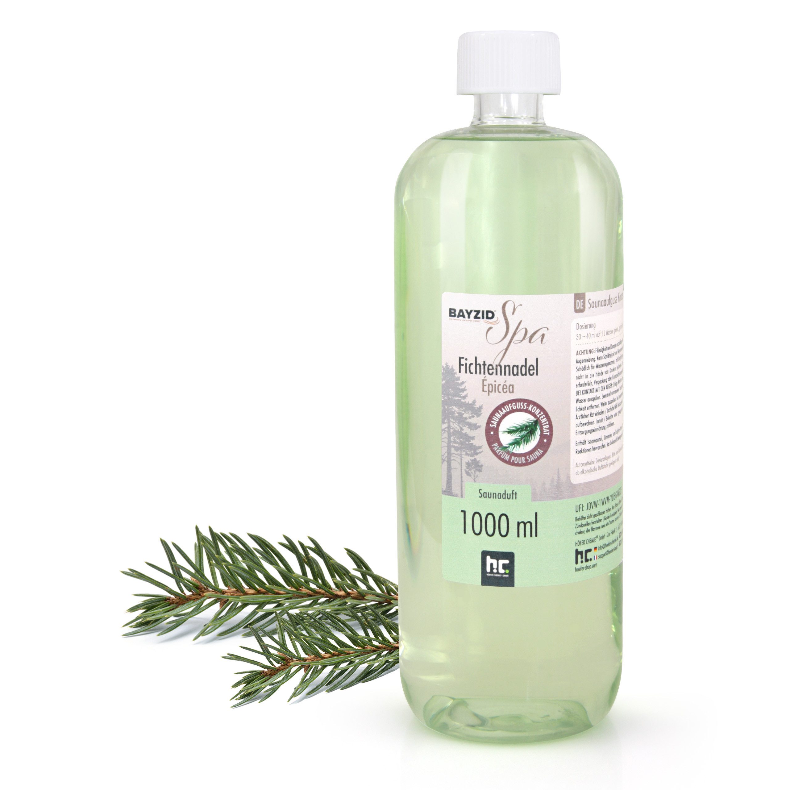 Höfer Chemie GmbH Aufgusskonzentrat 1 L BAYZID® SPA Saunaaufguss Fichtennadel, (1-St), 0