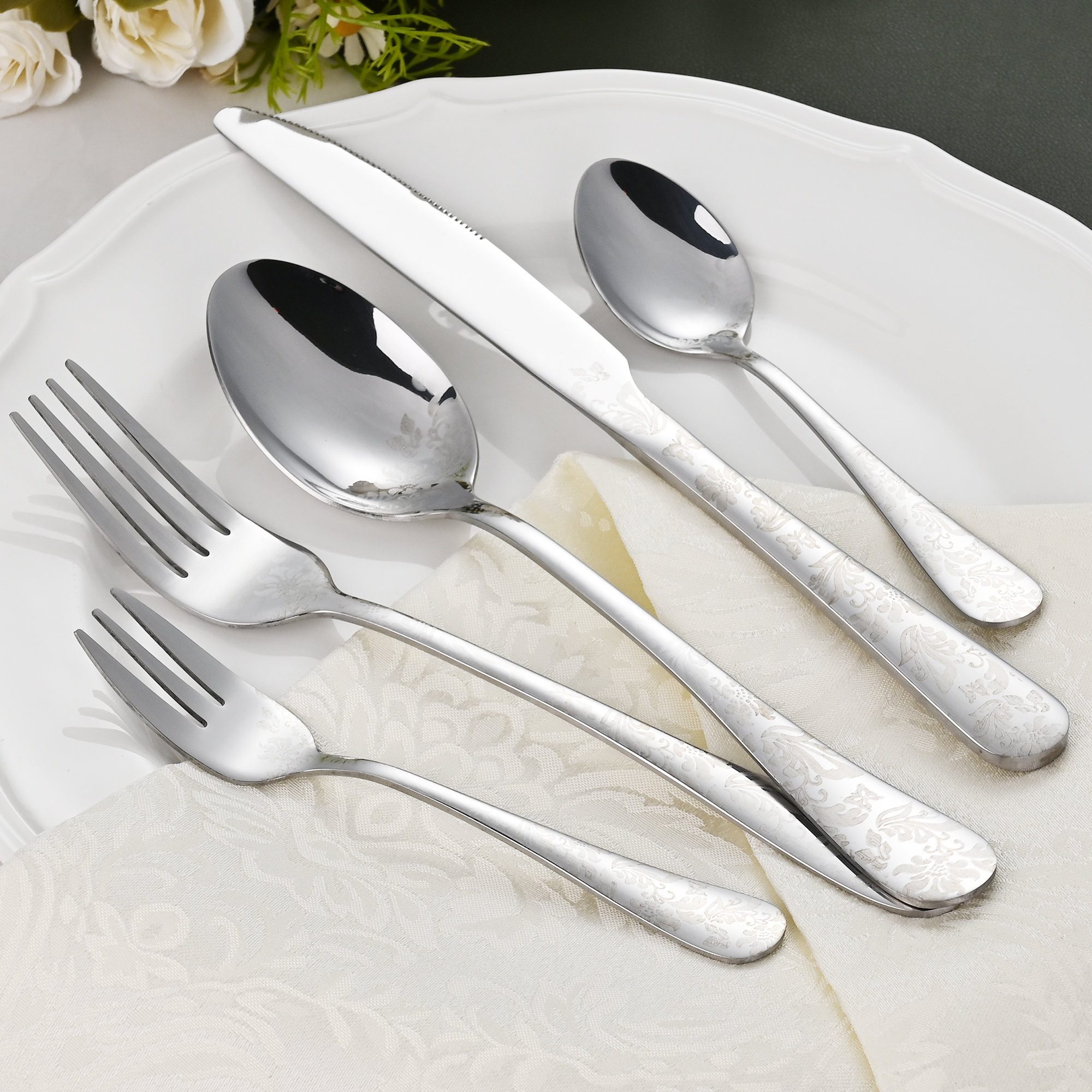 Faizee Home Besteck-Set Besteck-Set Faizee Home mit Ornament-Design, mehrfarbig