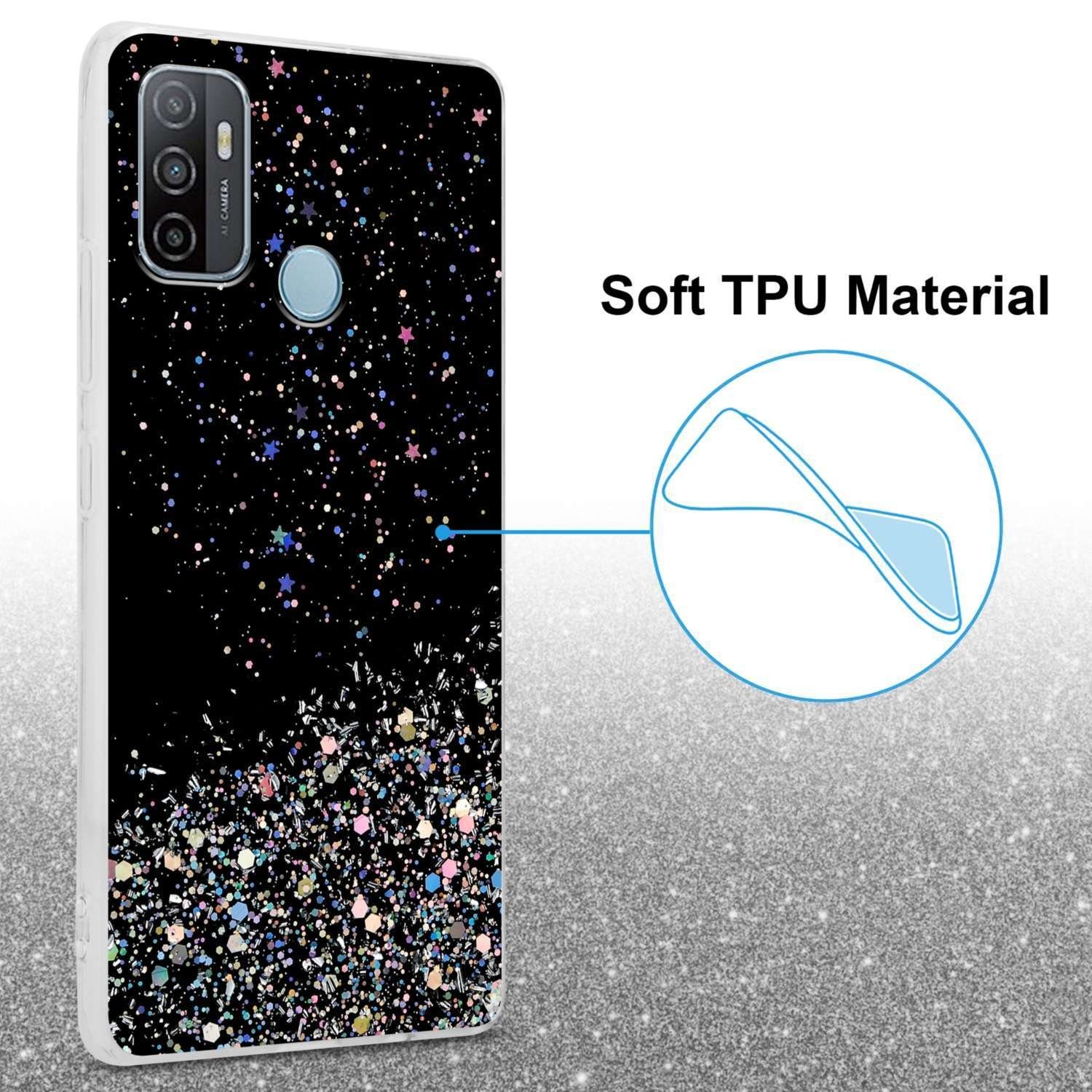 Cadorabo Handyhülle für Oppo A53 Hülle Oppo A53, Flexible TPU Silikon Handy Schutzhülle - Hülle - mit Glitzer